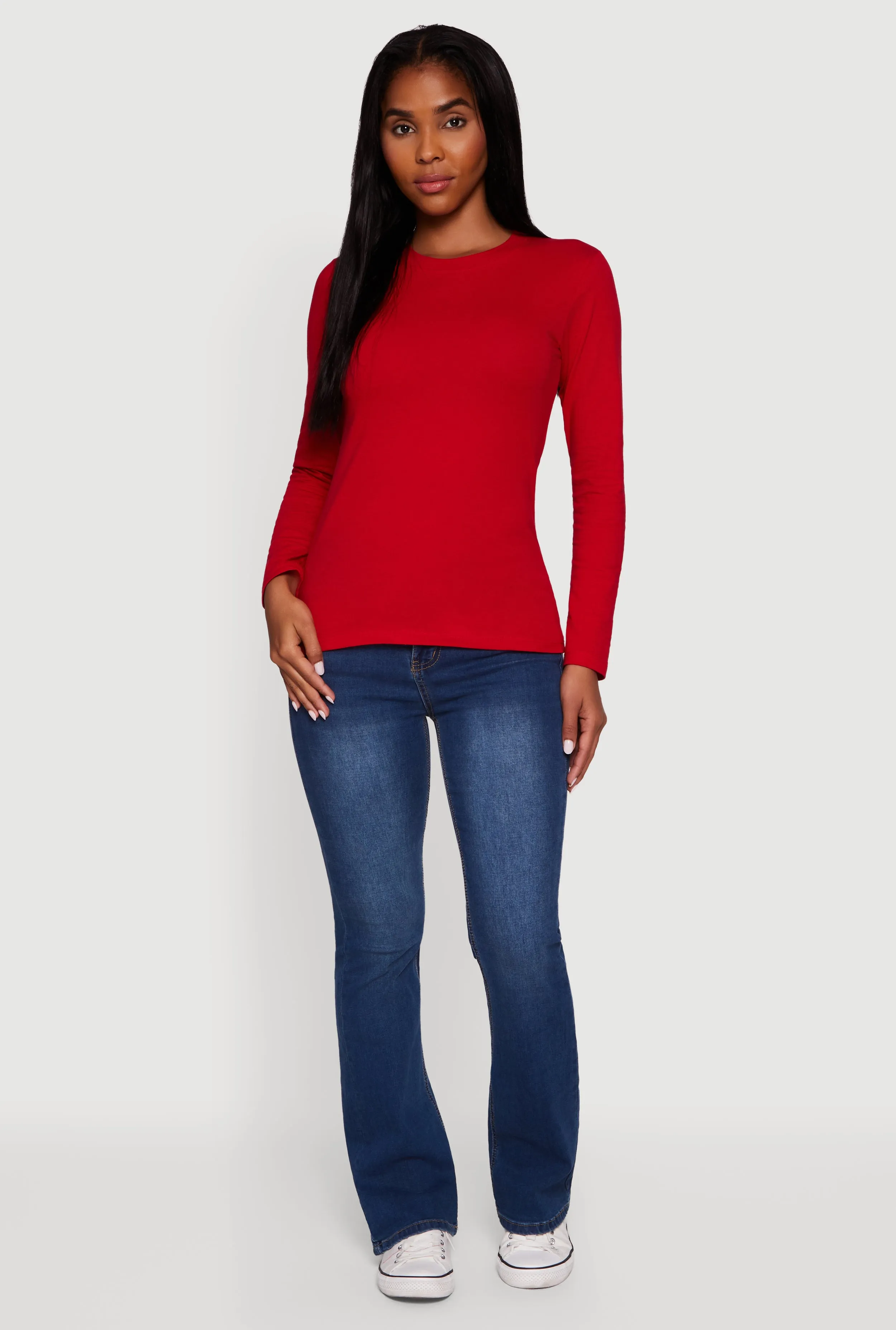 Long Sleeve Basic Crew Neck T-Shirt sold by Rainbow