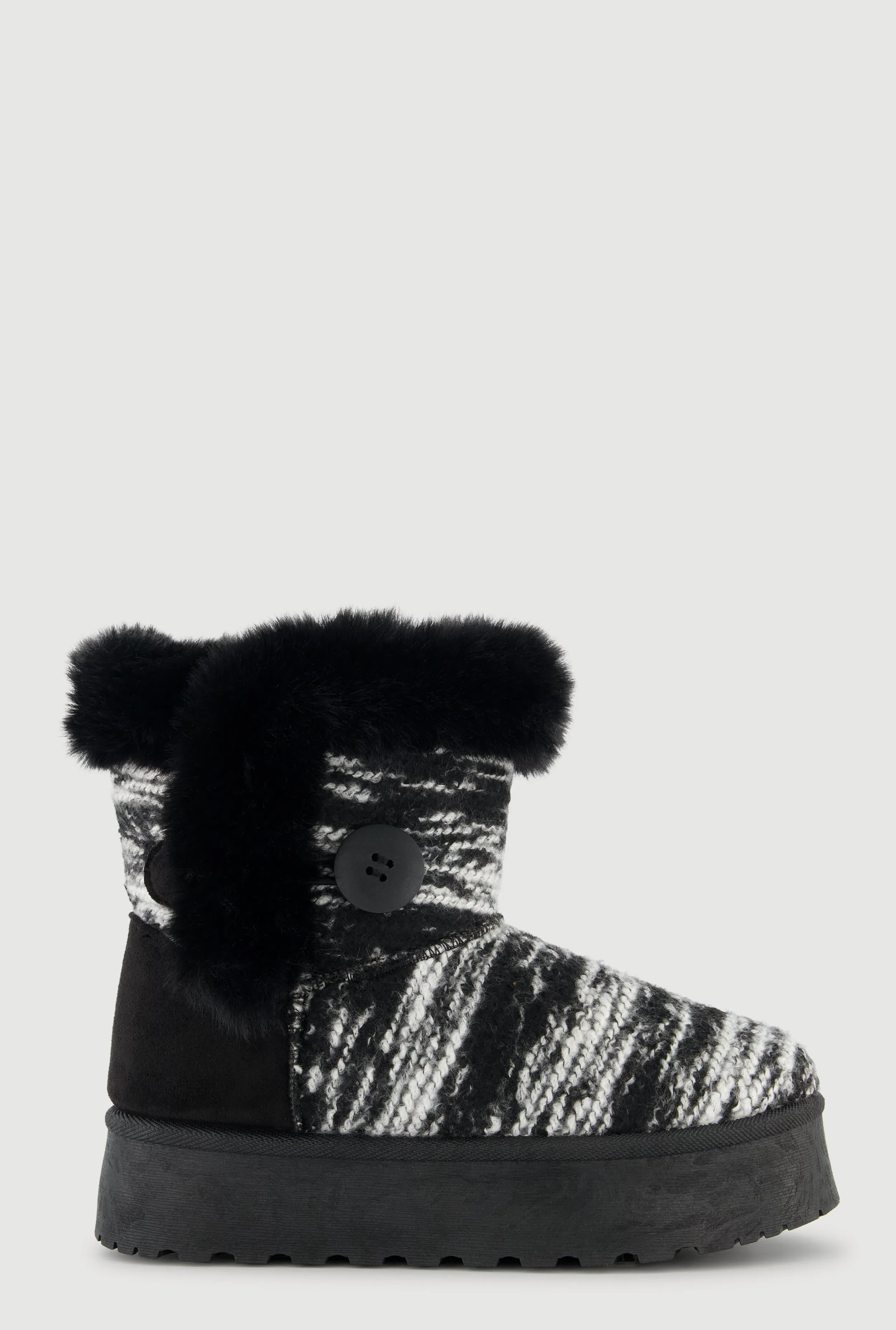 Faux Fur Lined Button Loop Platform Booties sold by Rainbow product image thumbnail 2