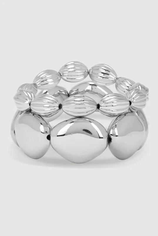 Metallic Beaded Stretch Bracelets Set of 2 sold by Rainbow