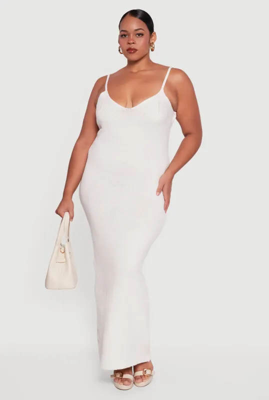 Plus Size Sleeveless V Neck Sweater Dress made by Almost Famous