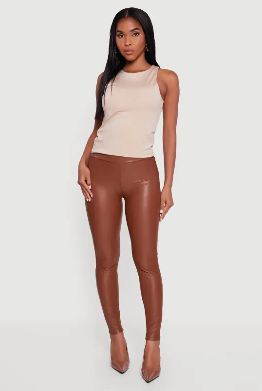 Faux Leather High Waisted Fleece Lined Leggings sold by Rainbow