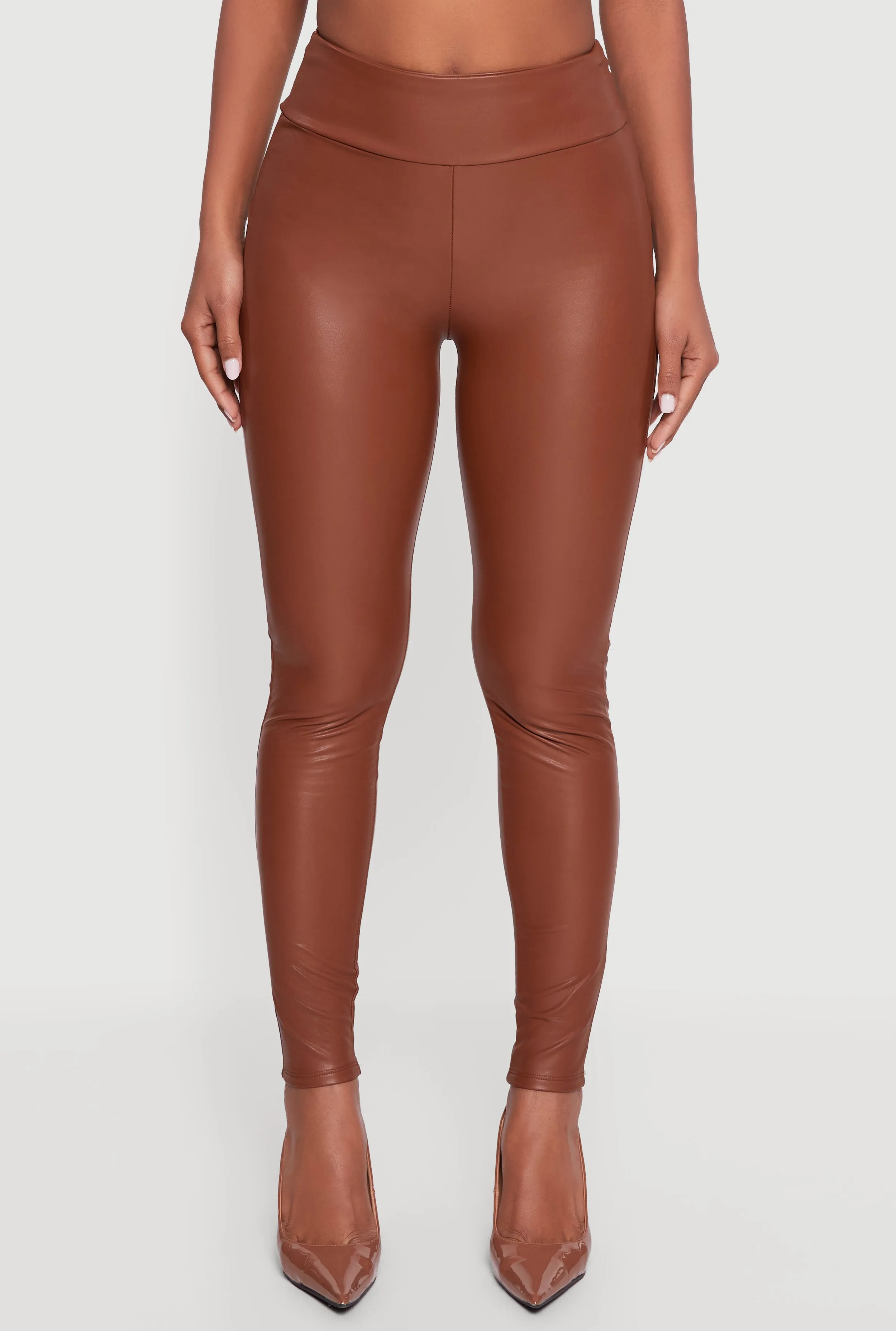 Faux Leather High Waisted Fleece Lined Leggings sold by Rainbow product image thumbnail 5