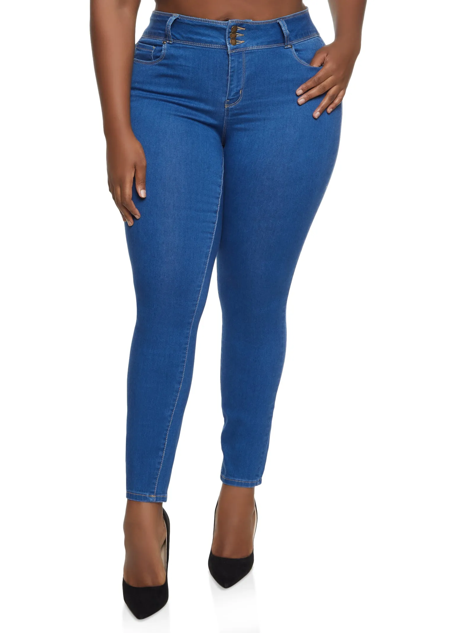Plus Size WAX 3 Button High Waist Jeans sold by Rainbow product image thumbnail 4