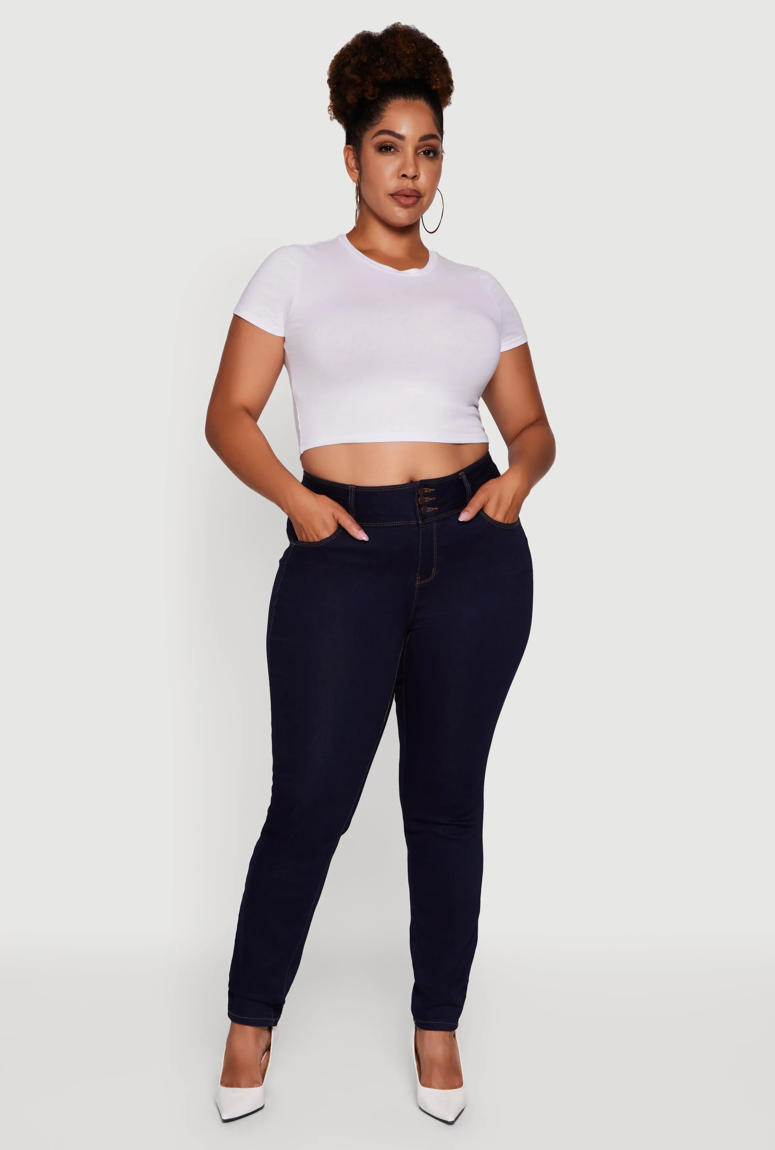 Plus Size WAX 3 Button High Waist Jeans sold by Rainbow product image thumbnail 5