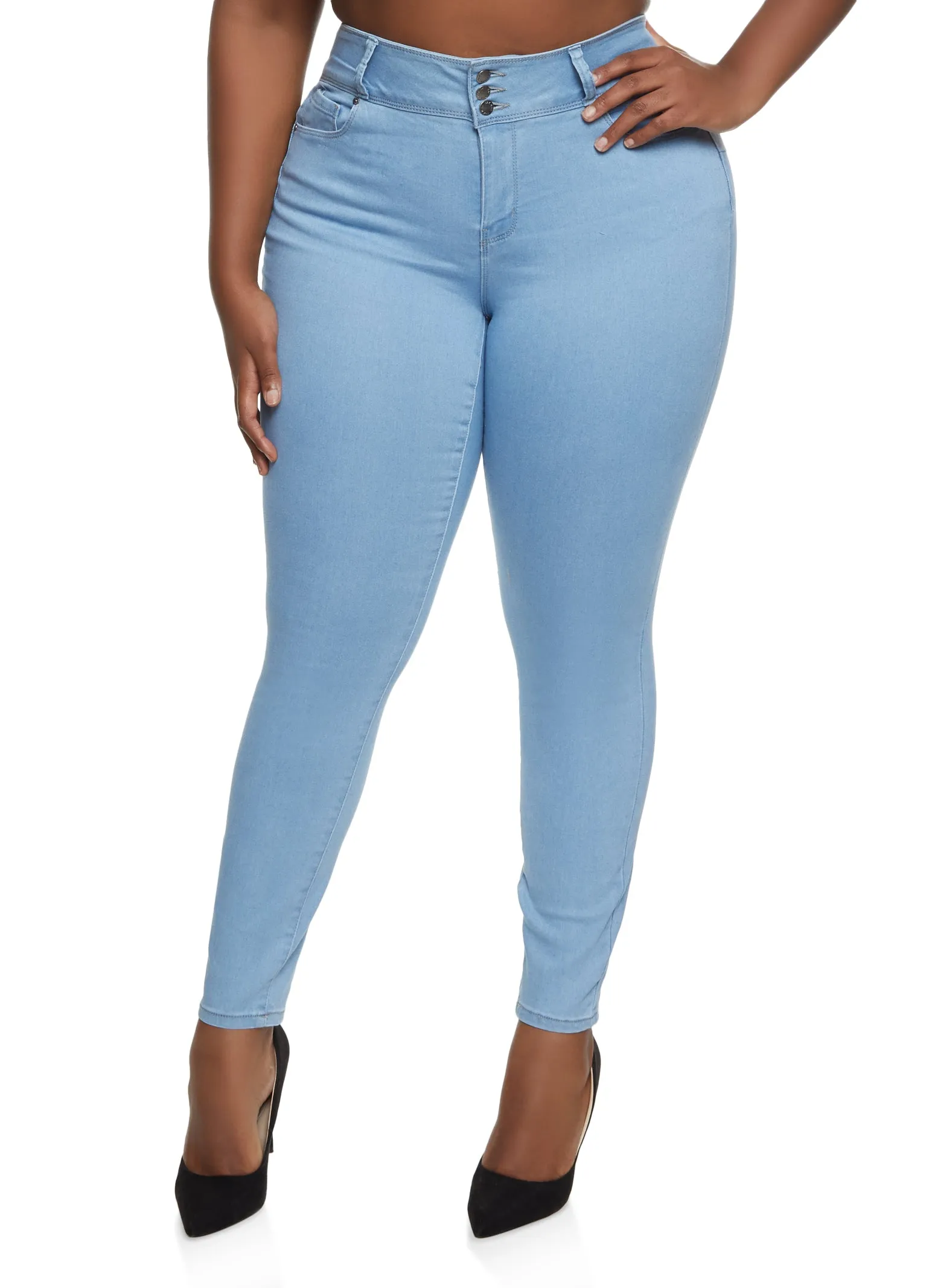 Plus Size WAX 3 Button High Waist Jeans sold by Rainbow product image thumbnail 3