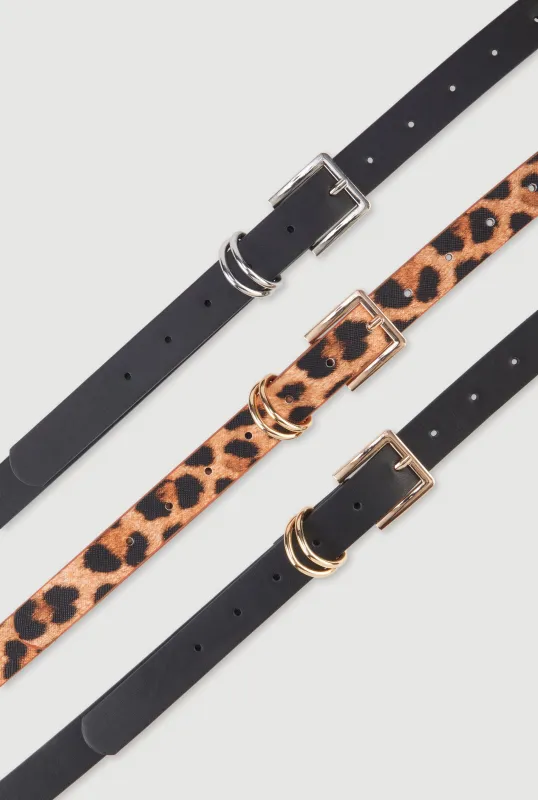 Stylish Faux Leather Buckle Belts 3 Pack Set sold by Rainbow