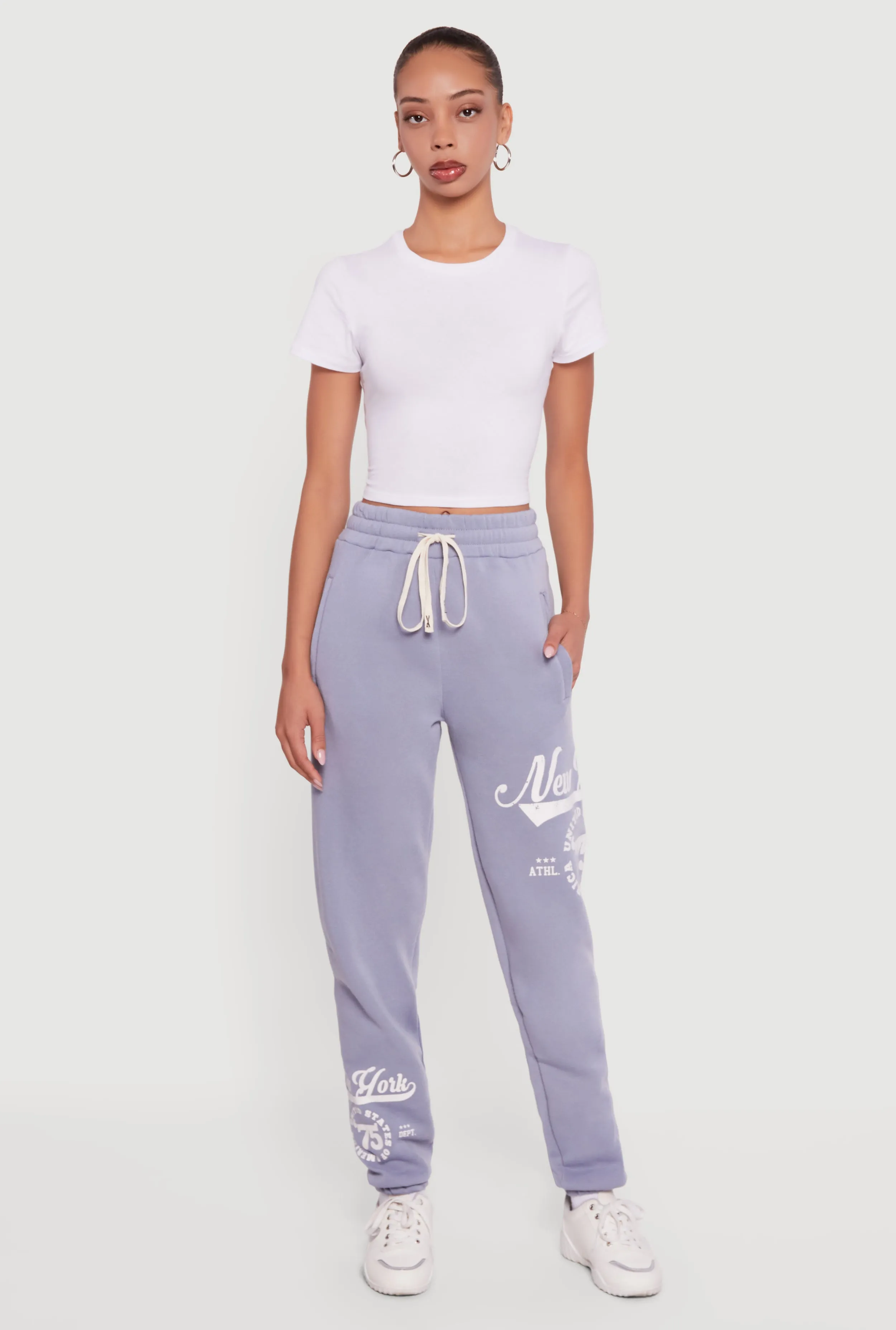 New York 75 Graphic Drawstring Waist Sweatpants sold by Rainbow
