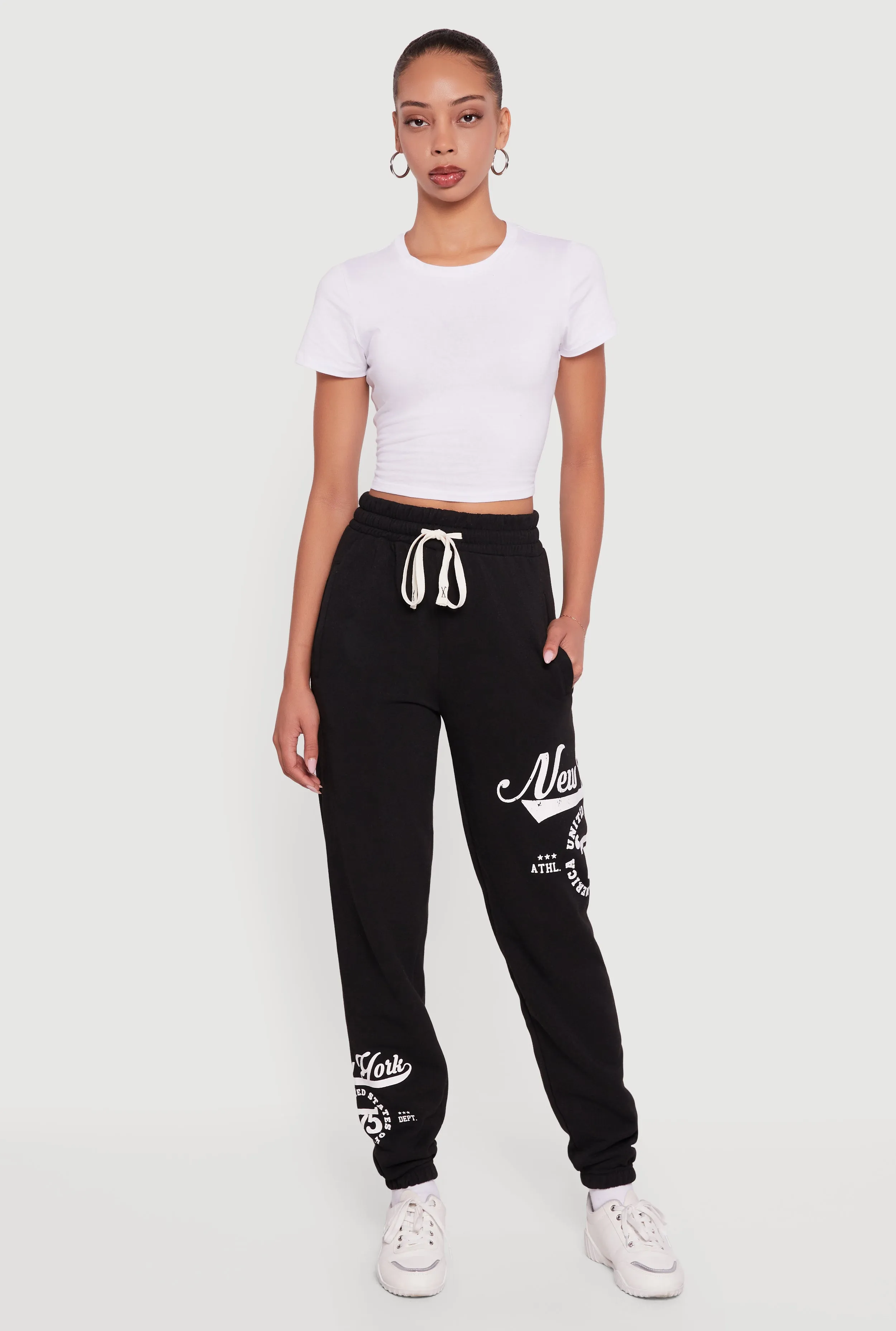 New York 75 Graphic Drawstring Waist Sweatpants sold by Rainbow