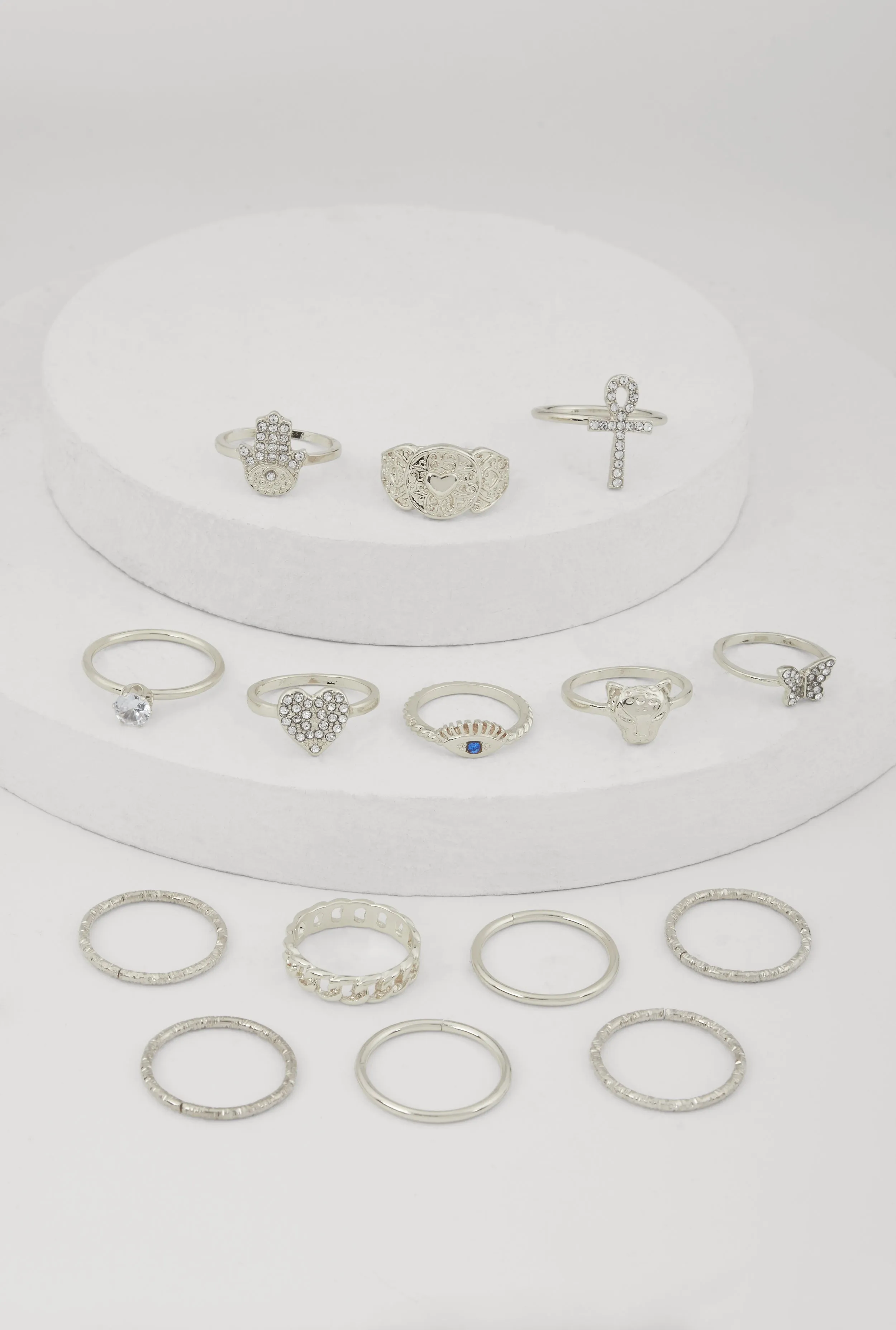 Elegant Metallic Cubic Zirconia Assorted Rings Set of 15 sold by Rainbow