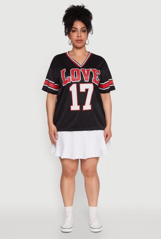 Plus Size Love 17 Football Jersey sold by Rainbow