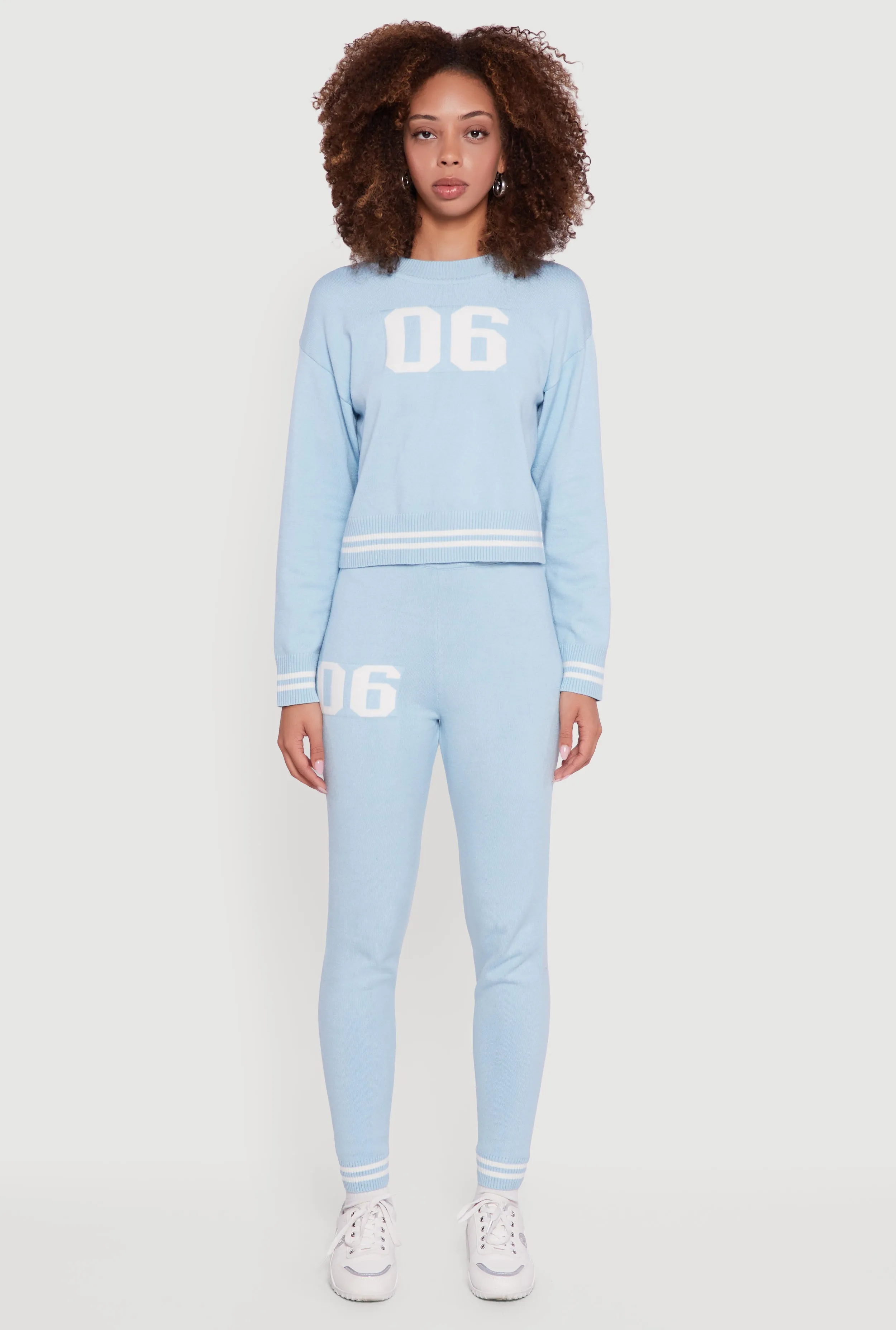 06 Graphic Varsity Stripe Long Sleeve Crew Neck Sweater sold by Rainbow product image thumbnail 3