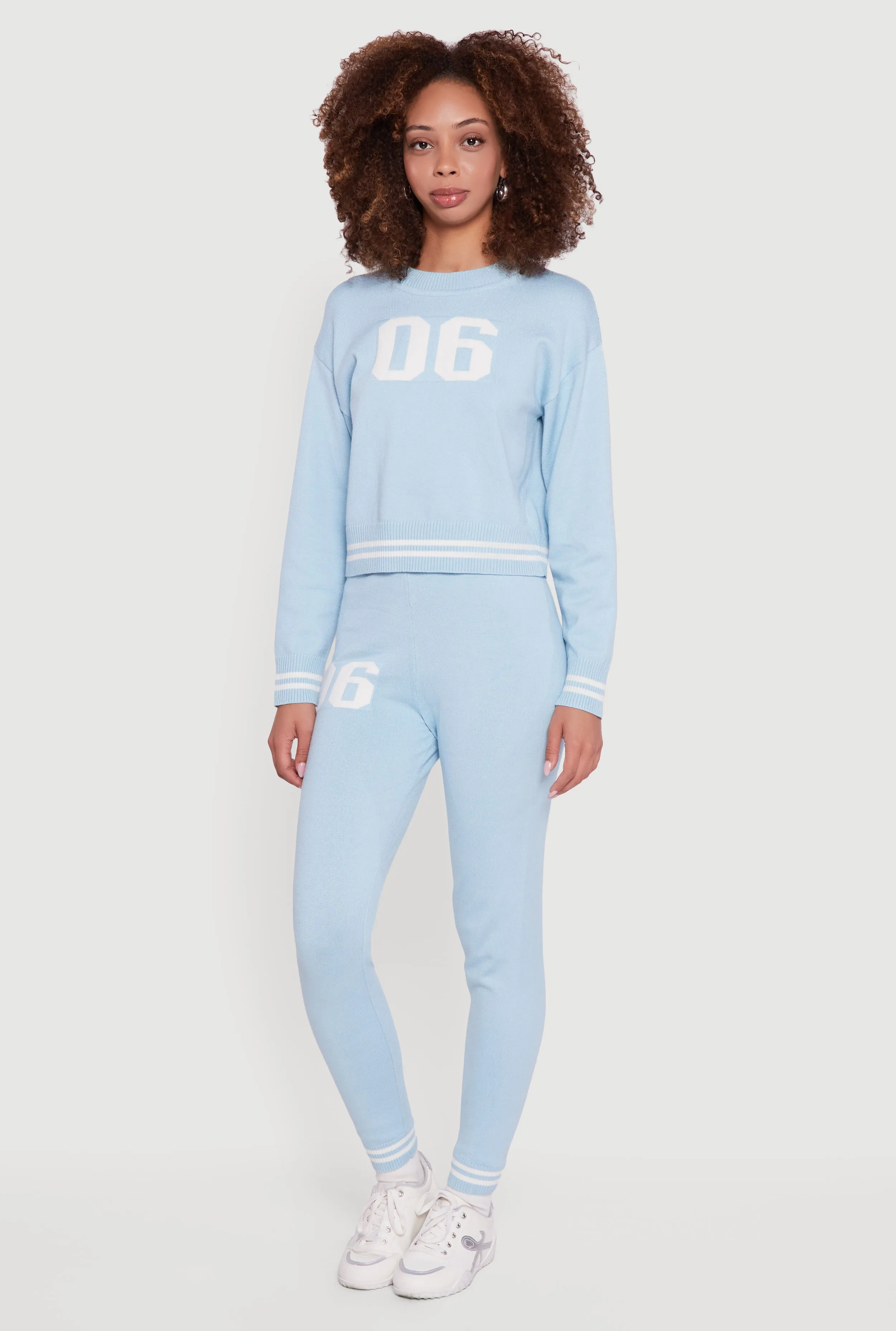 06 Graphic Varsity Stripe Long Sleeve Crew Neck Sweater sold by Rainbow product image thumbnail 2