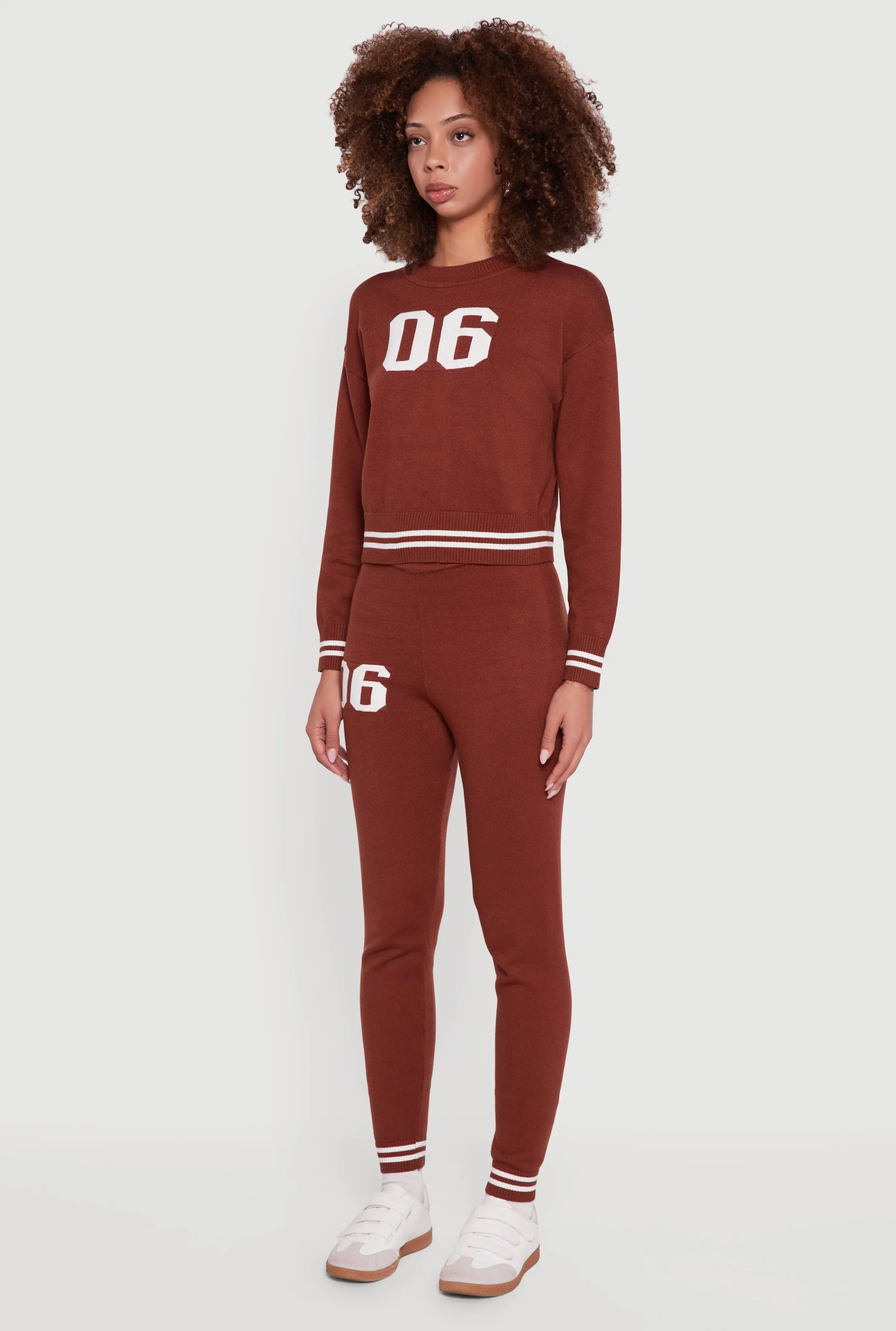 06 Graphic Varsity Stripe Long Sleeve Crew Neck Sweater sold by Rainbow product image thumbnail 5