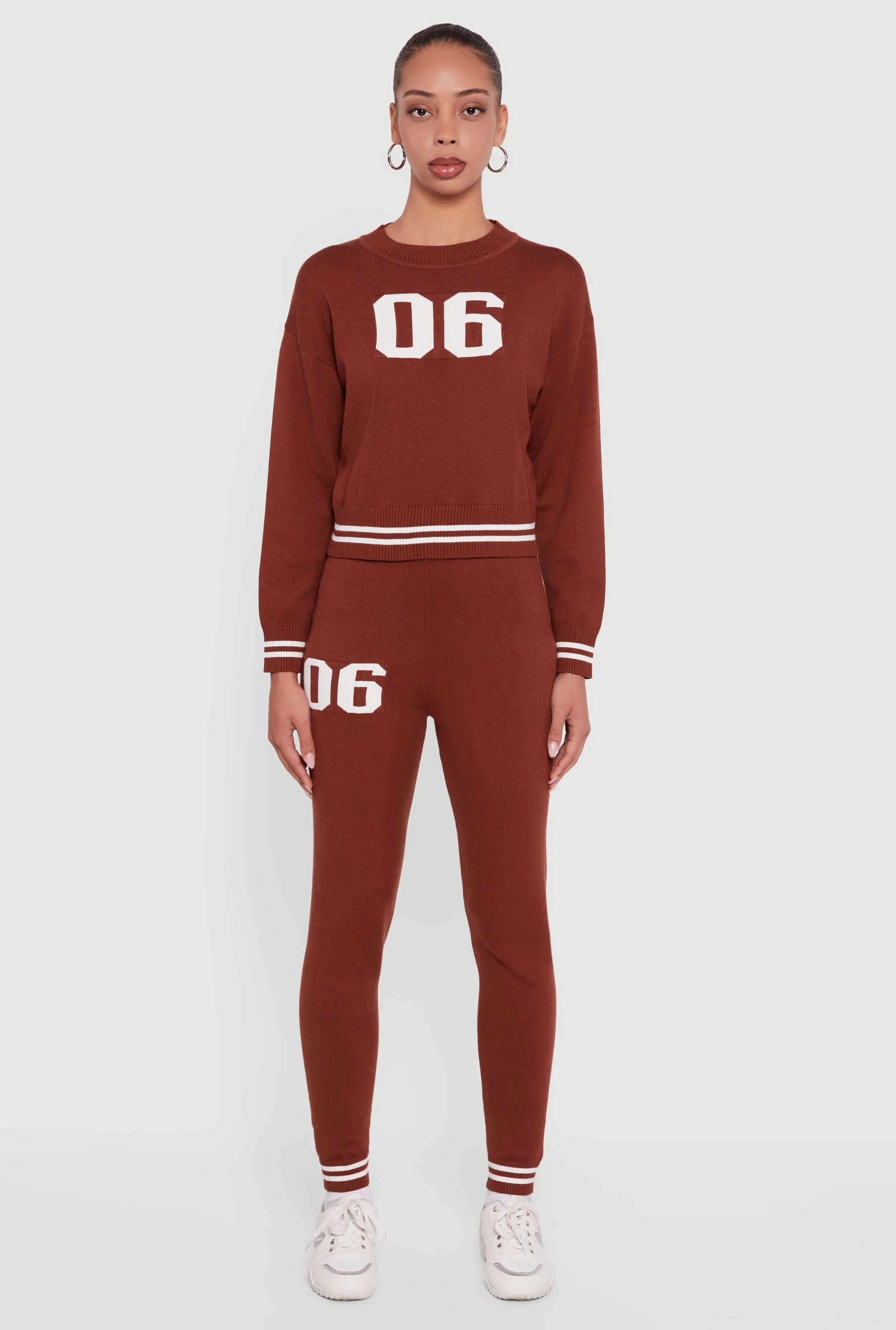 06 Graphic Varsity Stripe Long Sleeve Crew Neck Sweater sold by Rainbow product image thumbnail 3