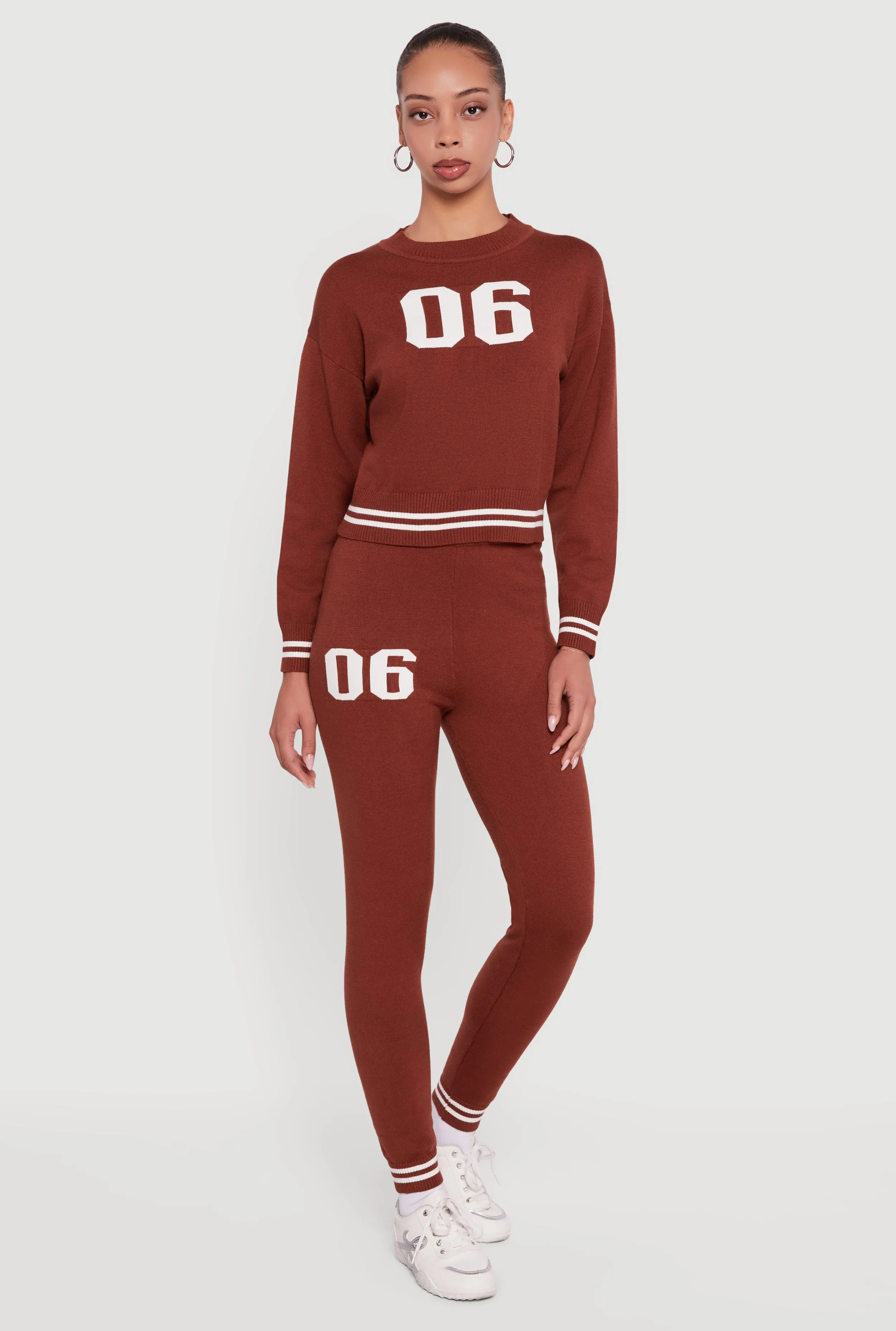 06 Graphic Varsity Stripe Long Sleeve Crew Neck Sweater sold by Rainbow product image thumbnail 2