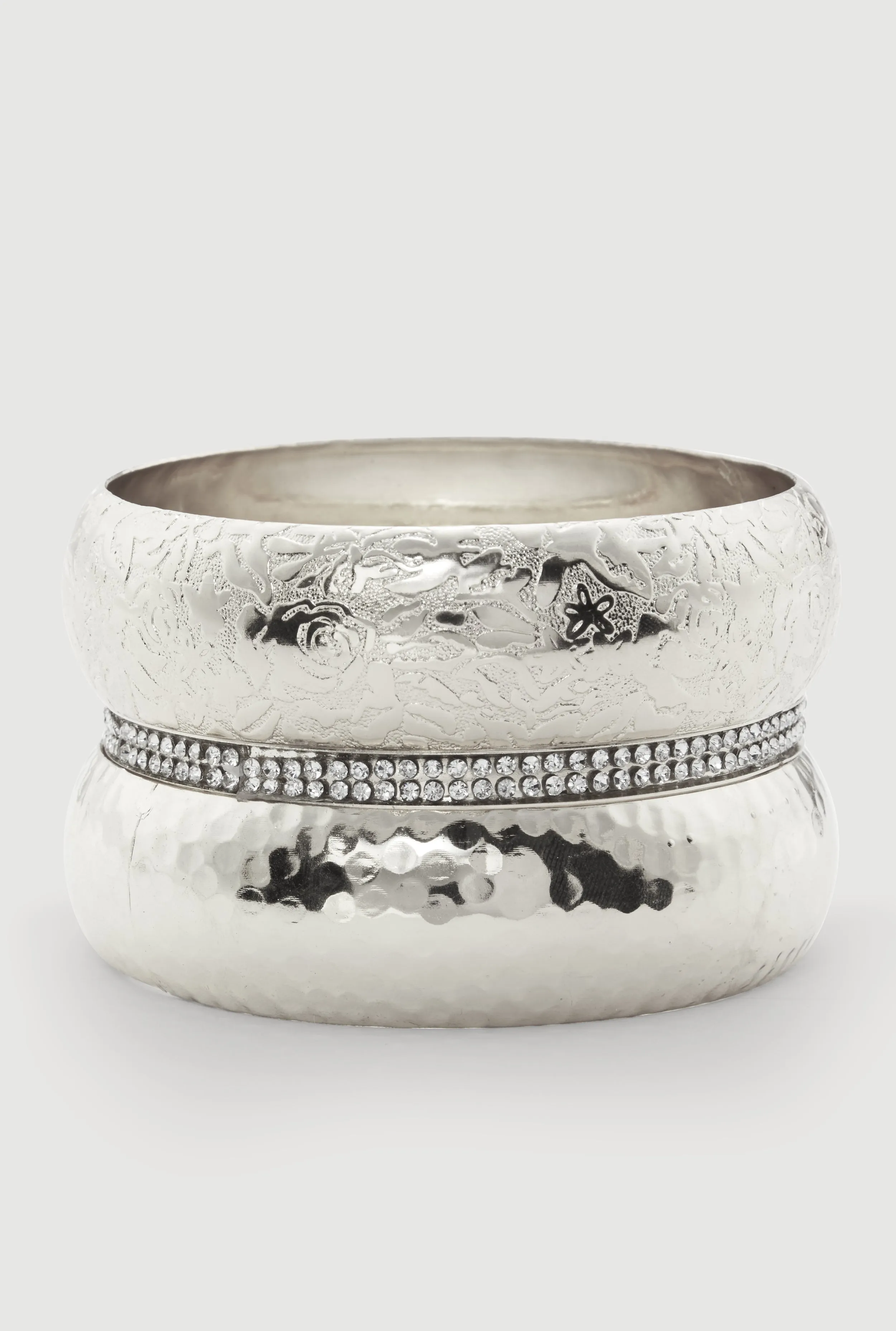 Plus Size Patterned Metallic Assorted Bangles Set of 3 sold by Rainbow