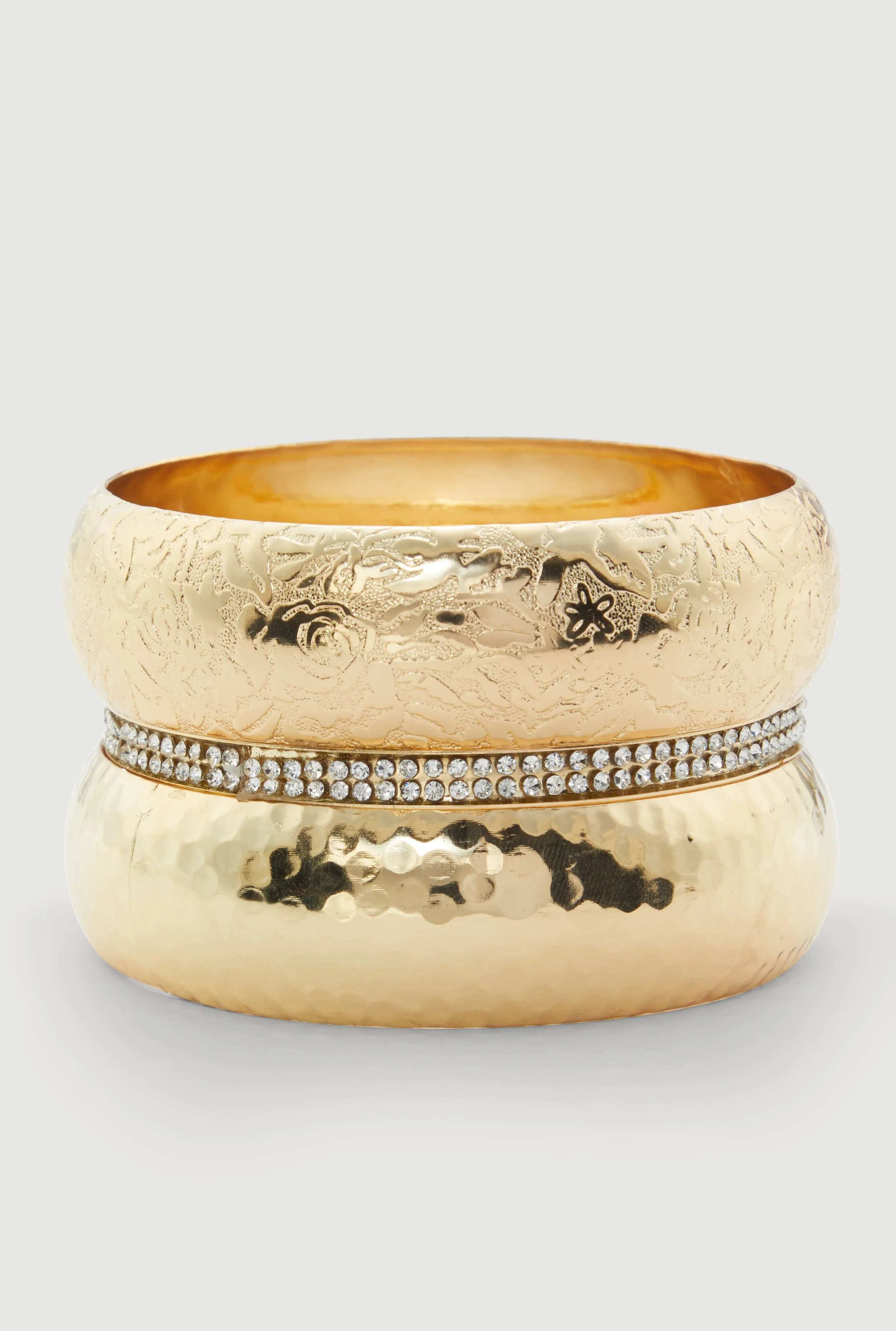 Plus Size Patterned Metallic Assorted Bangles Set of 3 sold by Rainbow product image thumbnail 2