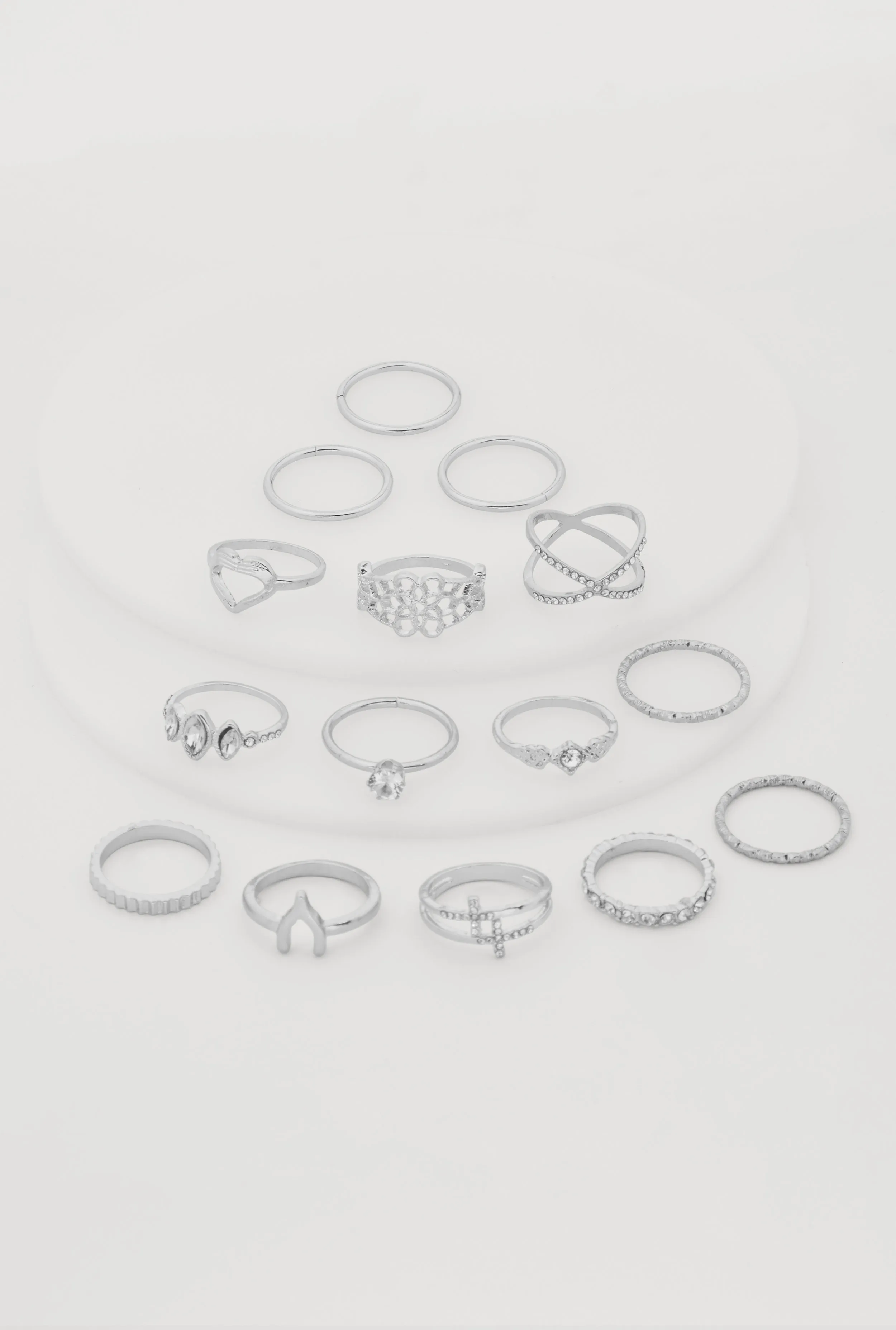 Assorted Metallic Cubic Zirconia Rings Set of 15 sold by Rainbow