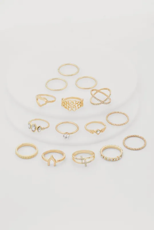 Assorted Metallic Cubic Zirconia Rings Set of 15 sold by Rainbow