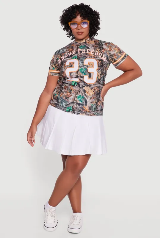 Plus Size Hunter Camo Enjoy Freedom 23 Graphic Tee sold by Rainbow