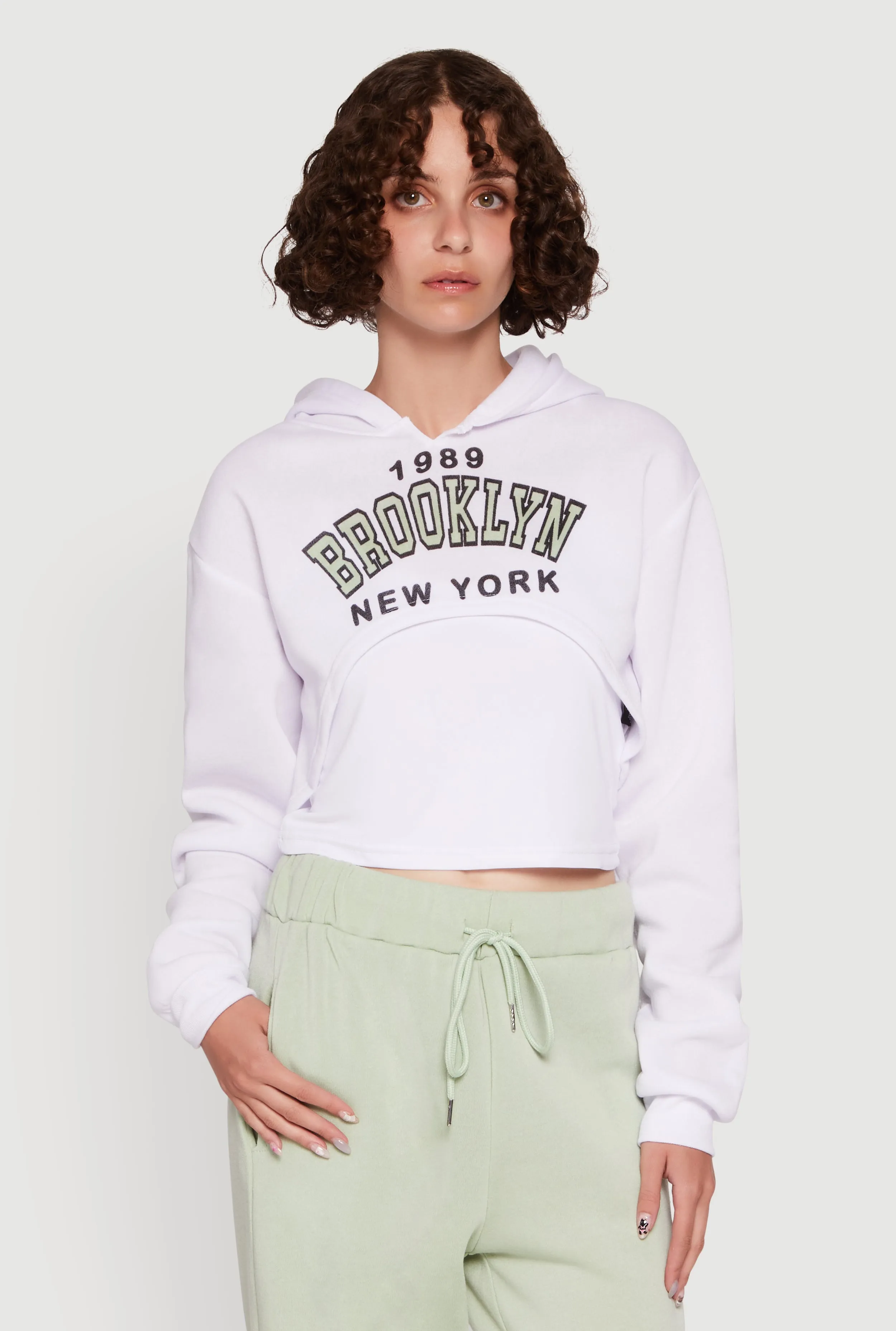 1989 Brooklyn Hooded Shrug Sweatshirt and Caged Back Cami sold by Rainbow