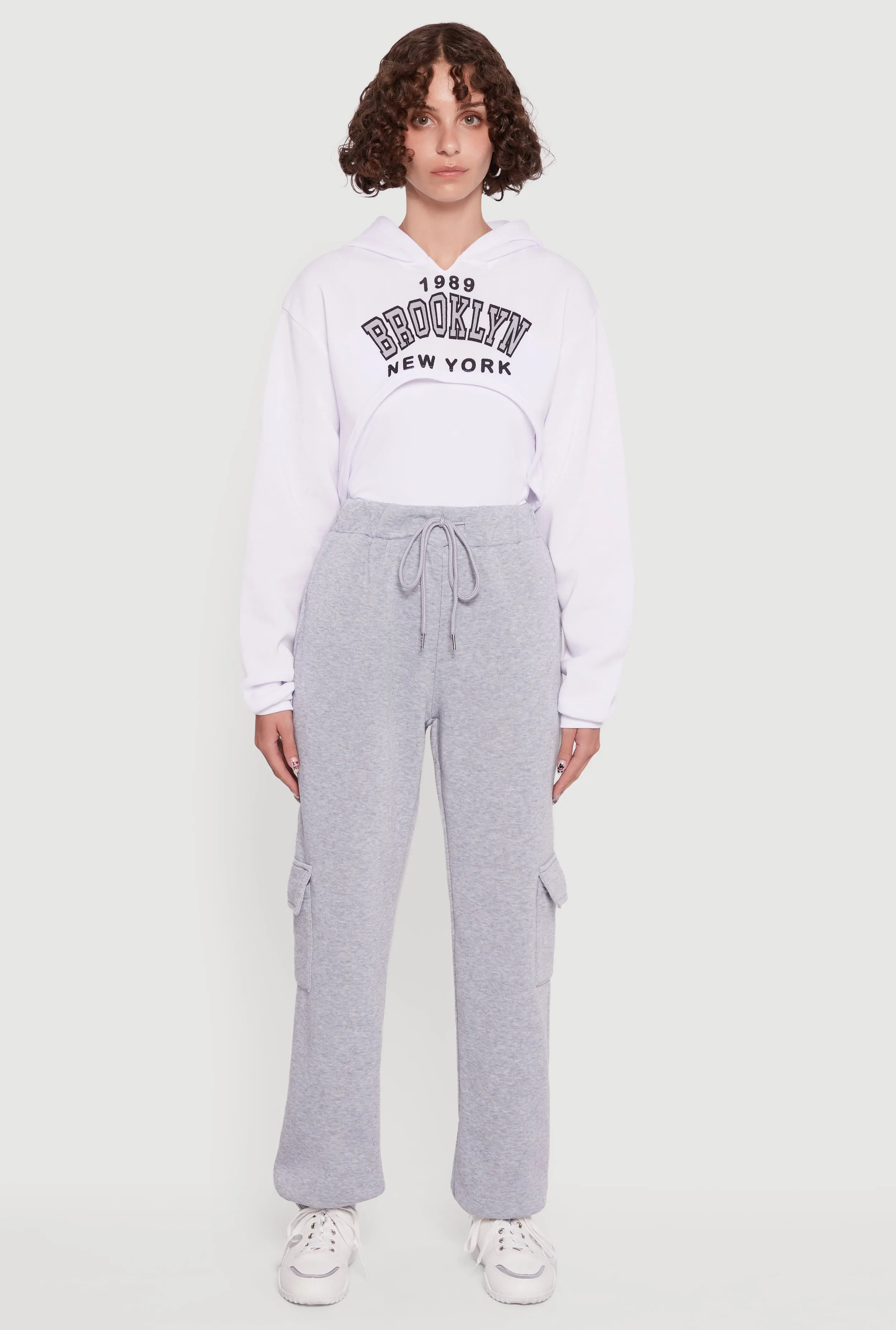 1989 Brooklyn Hooded Shrug Sweatshirt and Caged Back Cami sold by Rainbow product image thumbnail 3