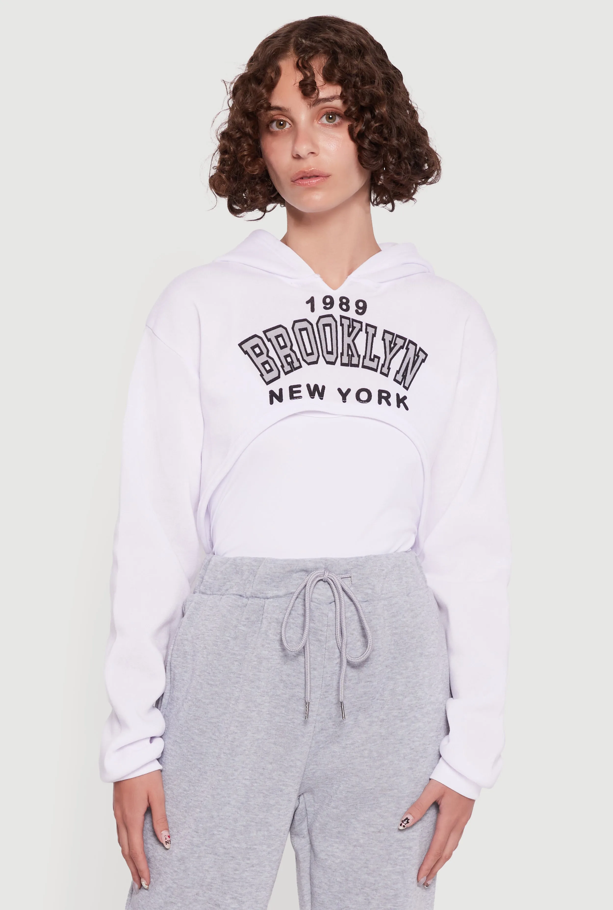 1989 Brooklyn Hooded Shrug Sweatshirt and Caged Back Cami sold by Rainbow