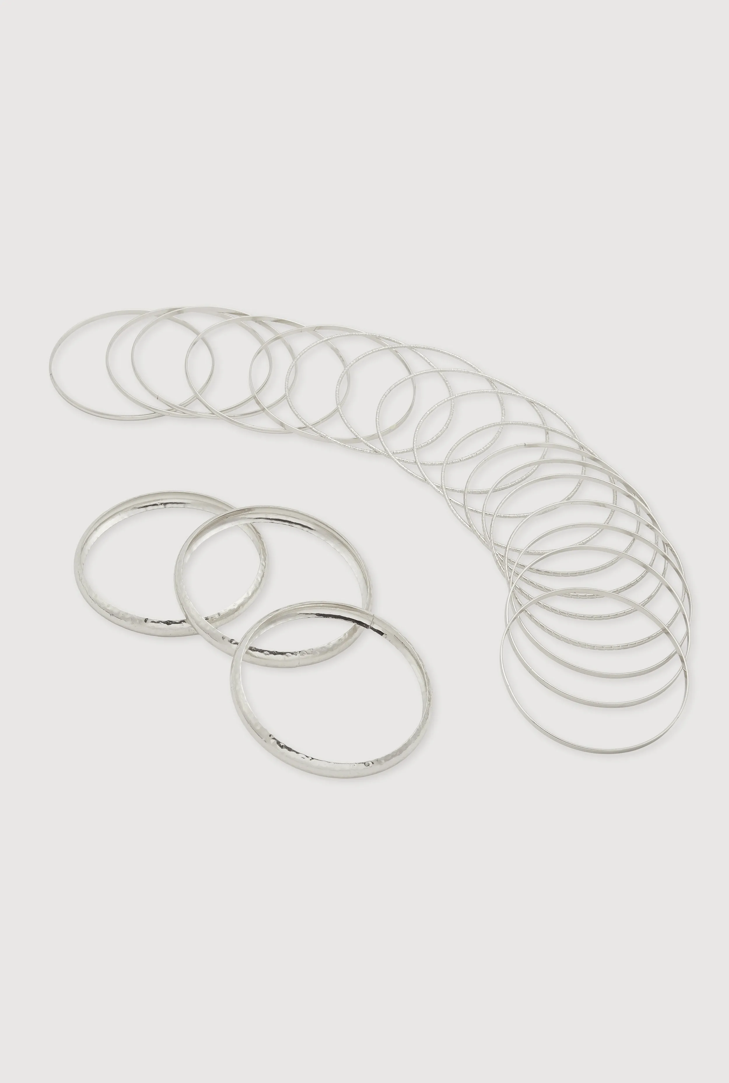 Plus Size Assorted Metallic Hammered Detail Bangles Set of 20 sold by Rainbow product image thumbnail 3