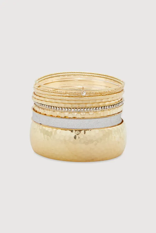 Plus Size Glitter Assorted Bangles Set of 10 sold by Rainbow