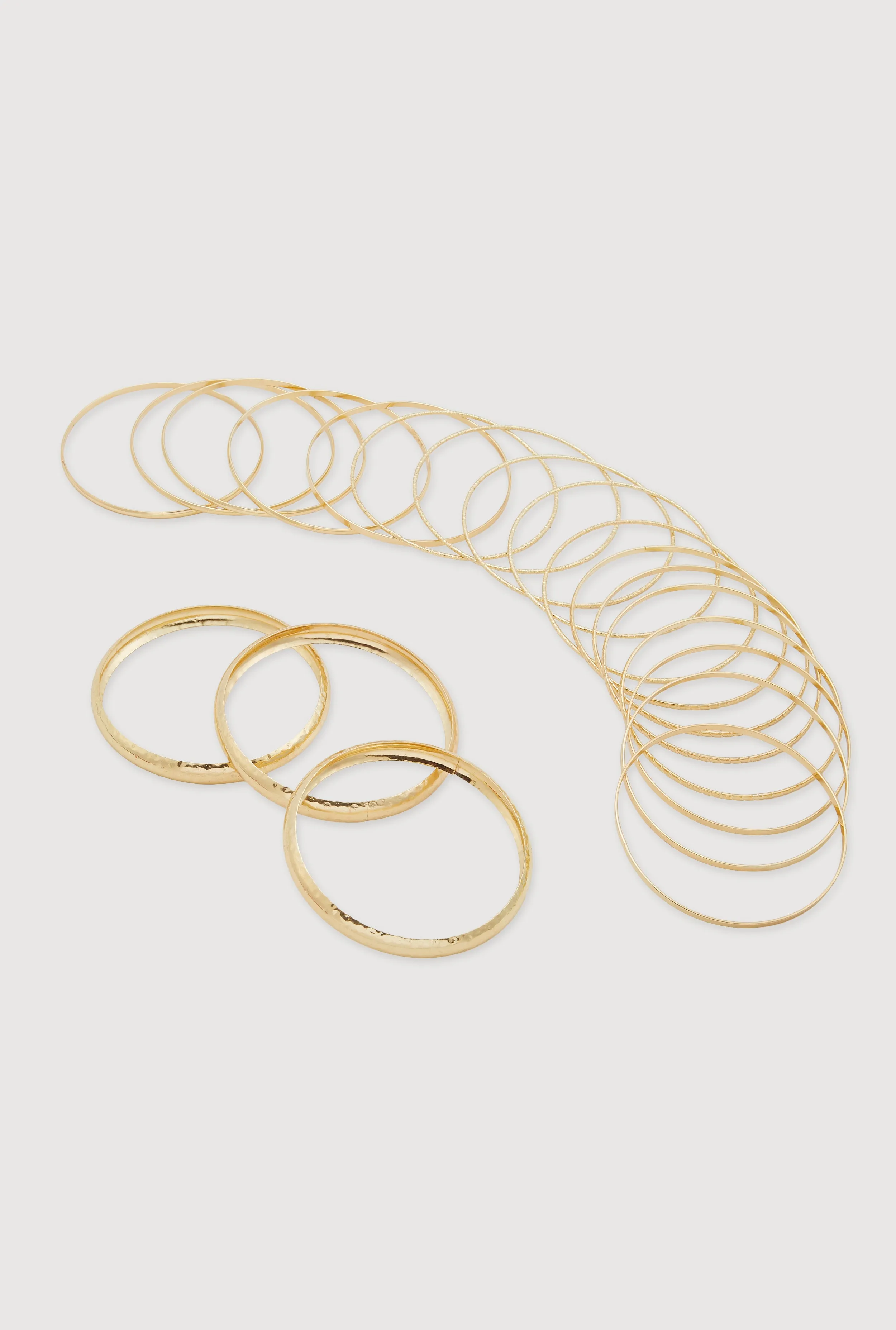 Plus Size Assorted Metallic Hammered Detail Bangles Set of 20 sold by Rainbow product image thumbnail 3