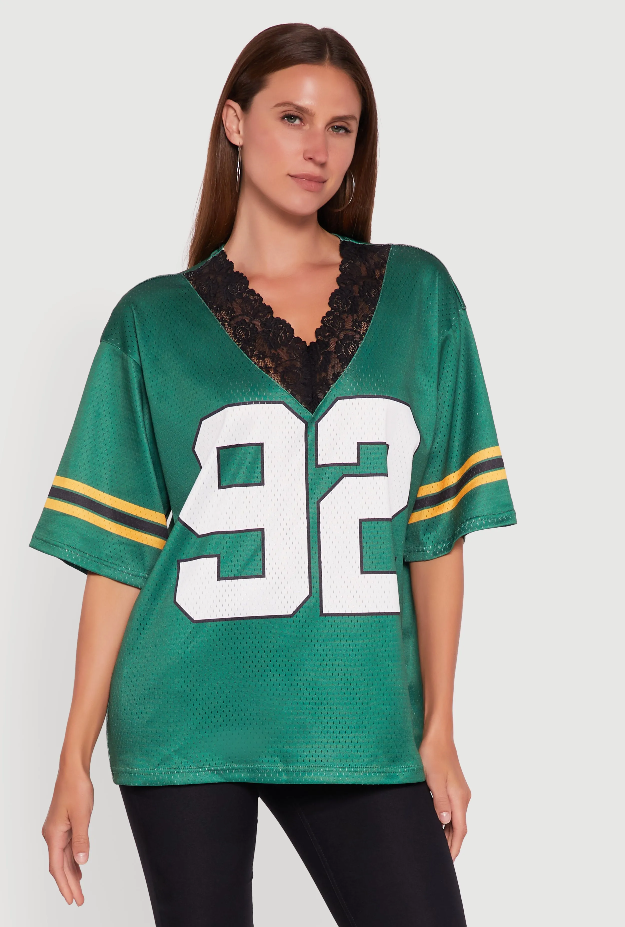 V-Neck 92 Graphic Lace Detail Jersey sold by Rainbow product image thumbnail 2