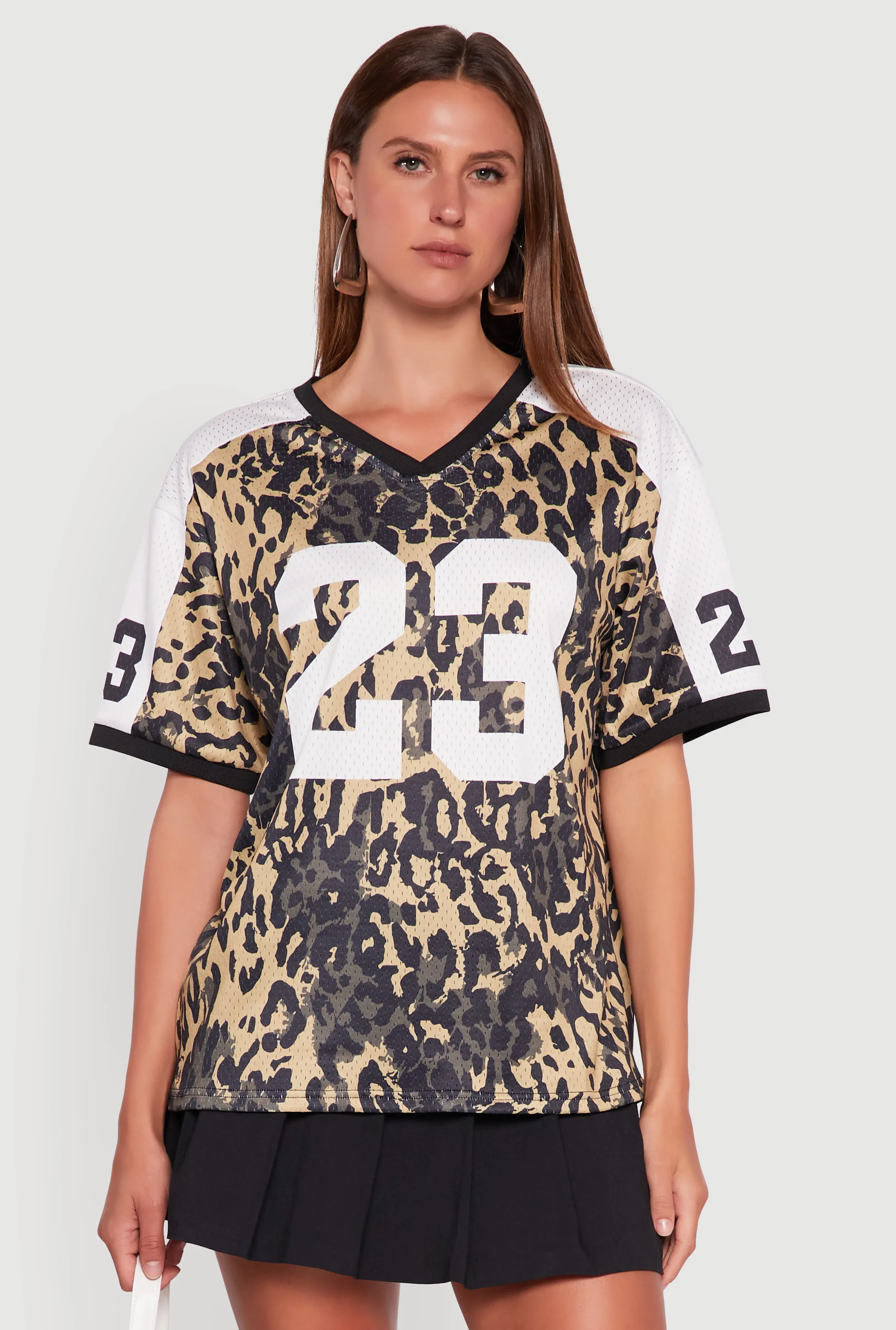 V-Neck Boston 23 Graphic Leopard Print Jersey sold by Rainbow product image thumbnail 2