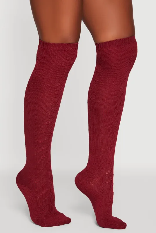 Pointelle Chevron Knit Over the Knee Socks Size 9-11 sold by Rainbow