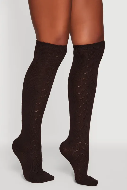 Pointelle Chevron Knit Over the Knee Socks Size 9-11 sold by Rainbow