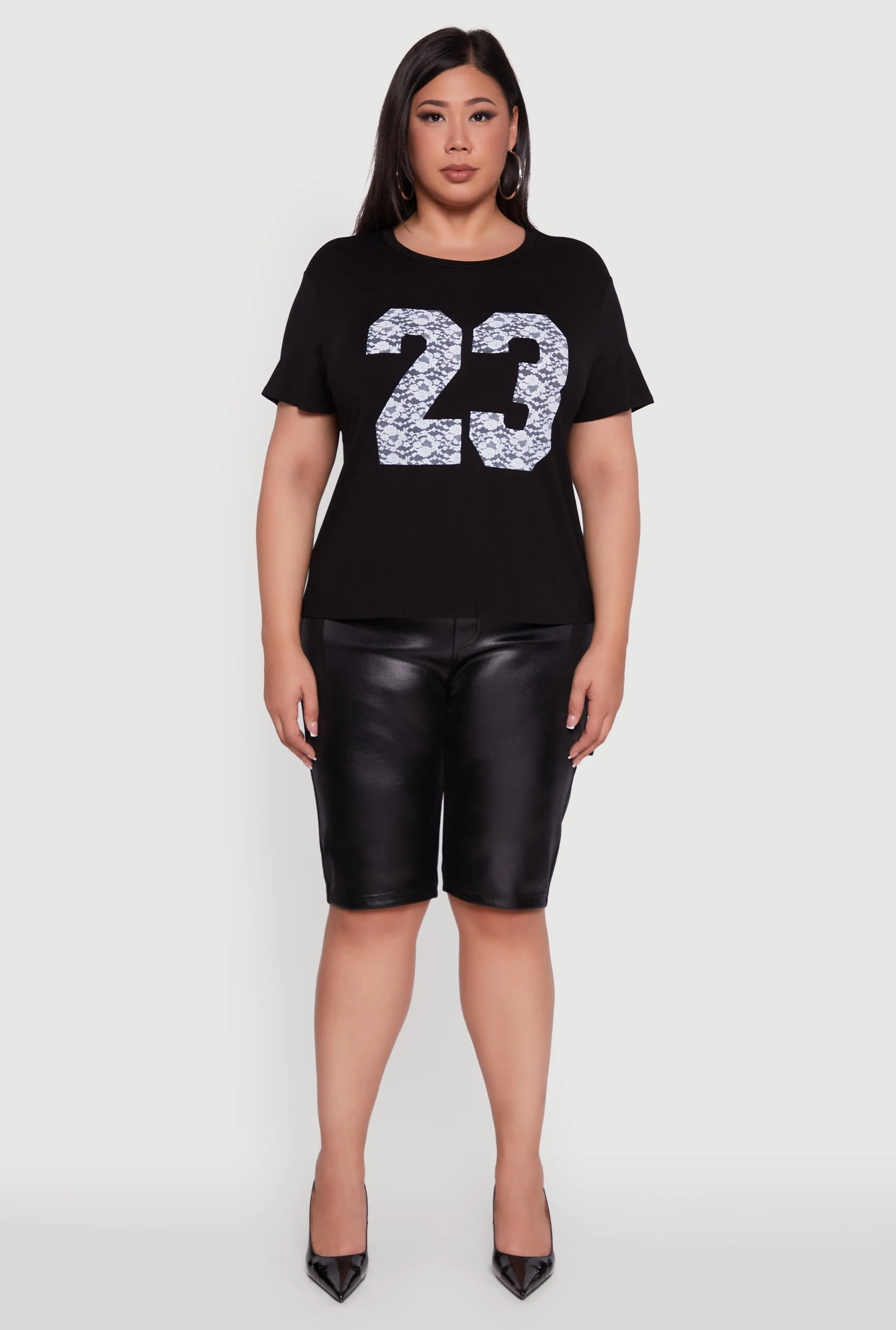 Plus Size Floral Lace 23 Graphic Tee sold by Rainbow product image thumbnail 3