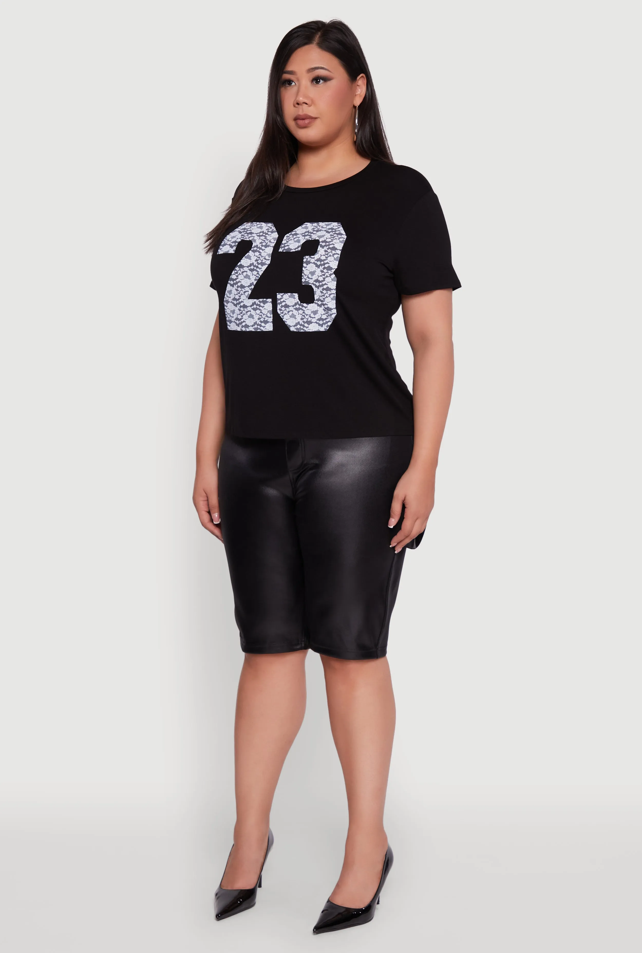 Plus Size Floral Lace 23 Graphic Tee sold by Rainbow product image thumbnail 5