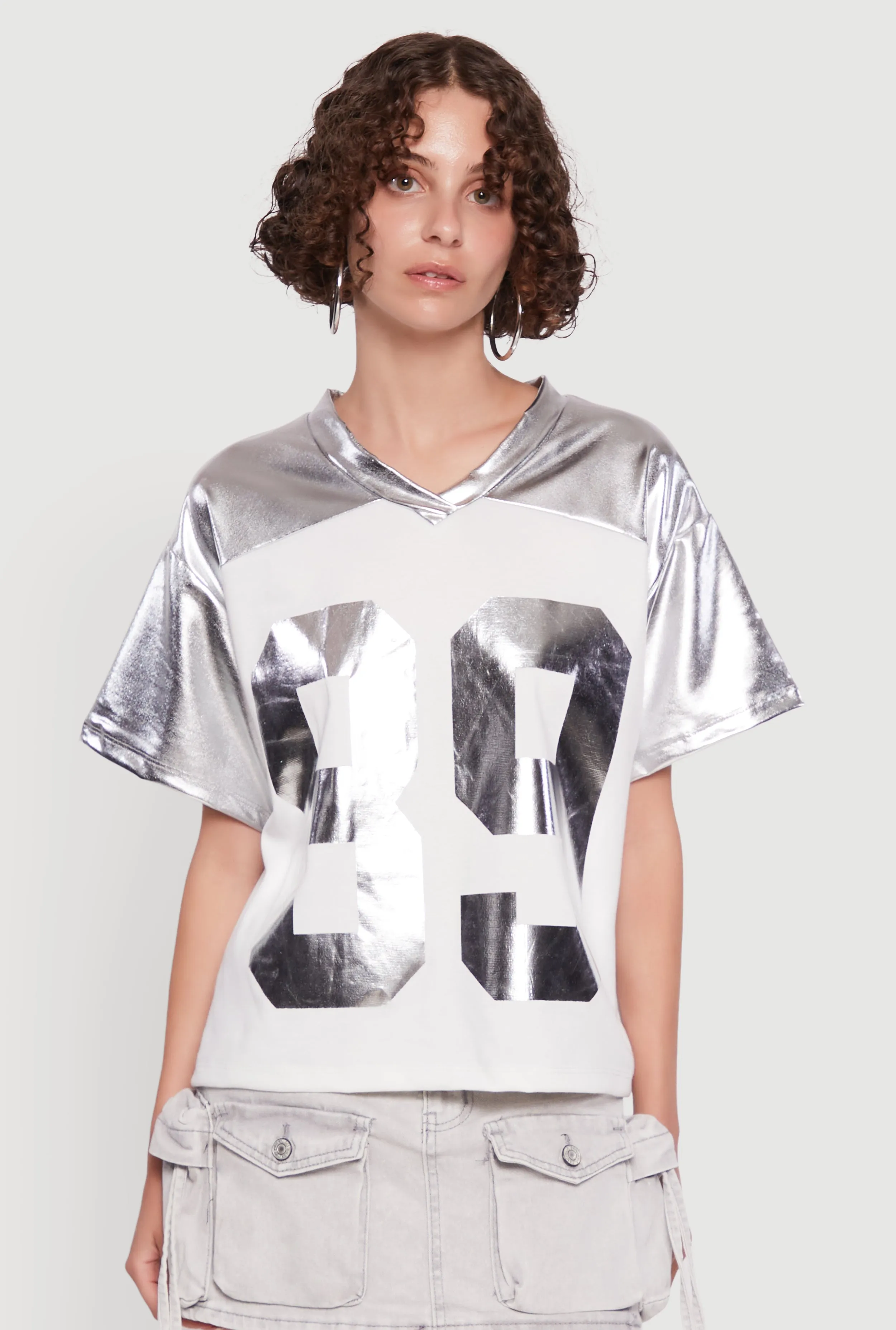 Metallic 89 Graphic Football T-Shirt sold by Rainbow product image thumbnail 2