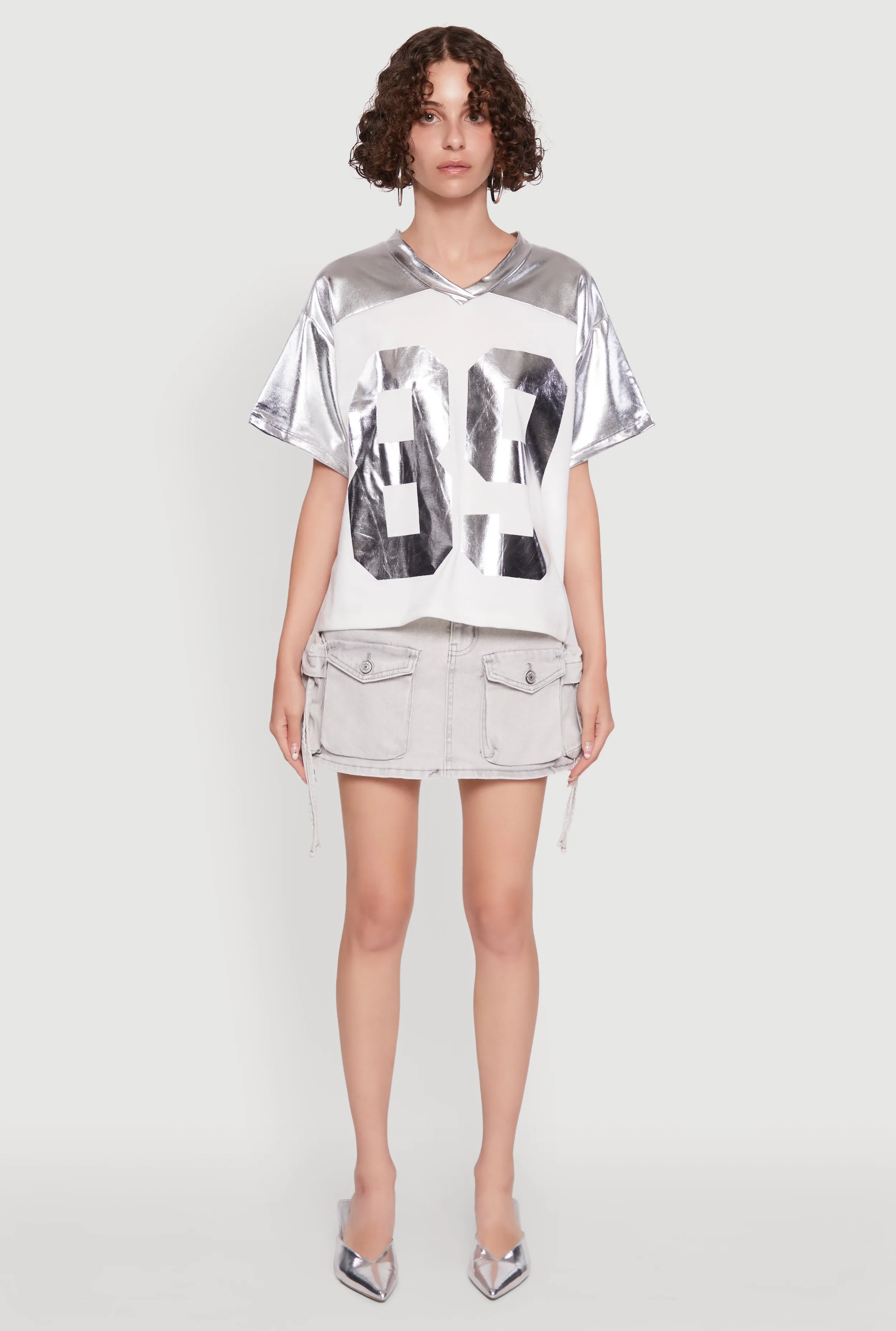 Metallic 89 Graphic Football T-Shirt sold by Rainbow product image thumbnail 3