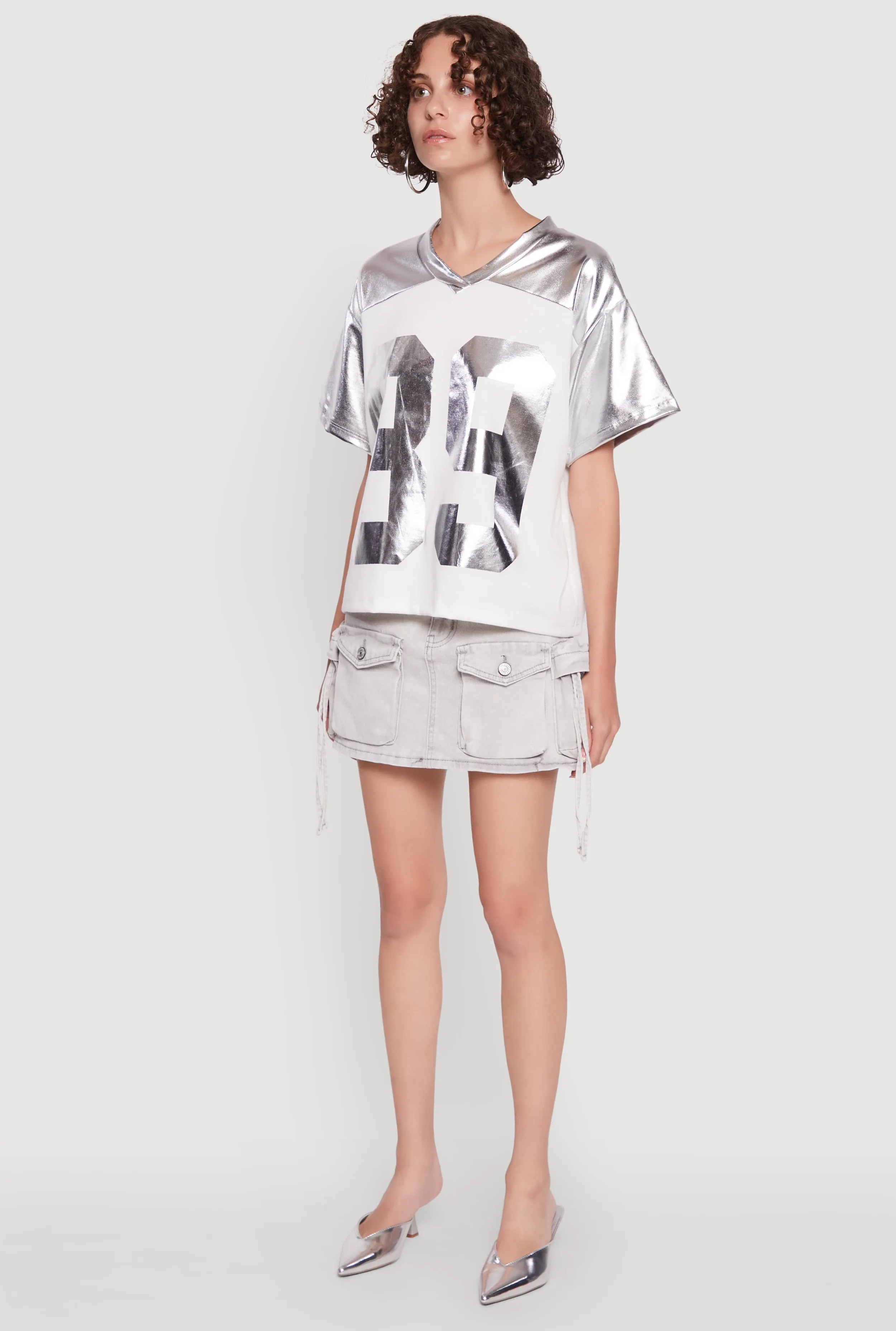Metallic 89 Graphic Football T-Shirt sold by Rainbow product image thumbnail 5