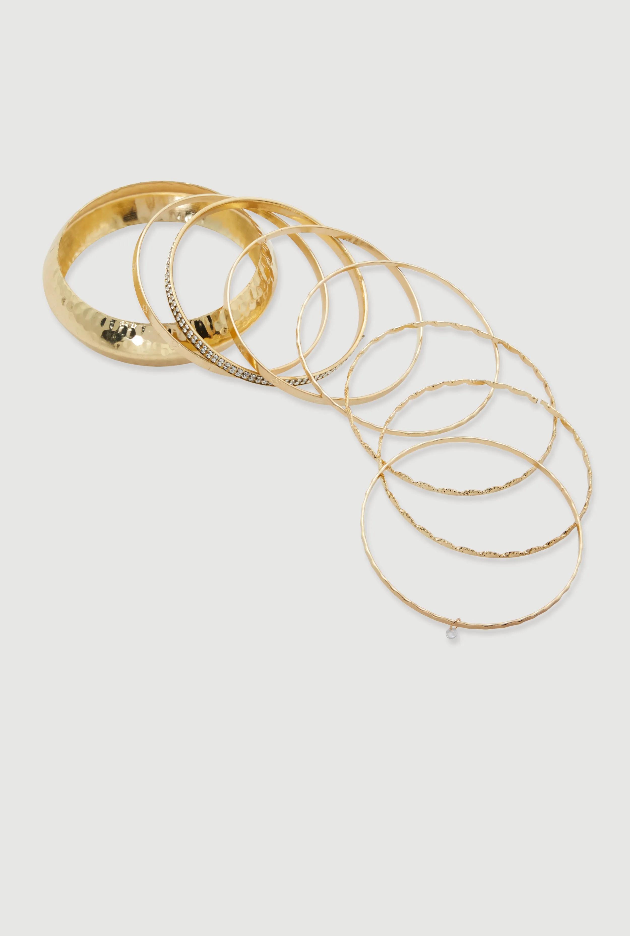 Plus Size Assorted Metallic Hammered Detail Bangles Set of 8 sold by Rainbow product image thumbnail 3