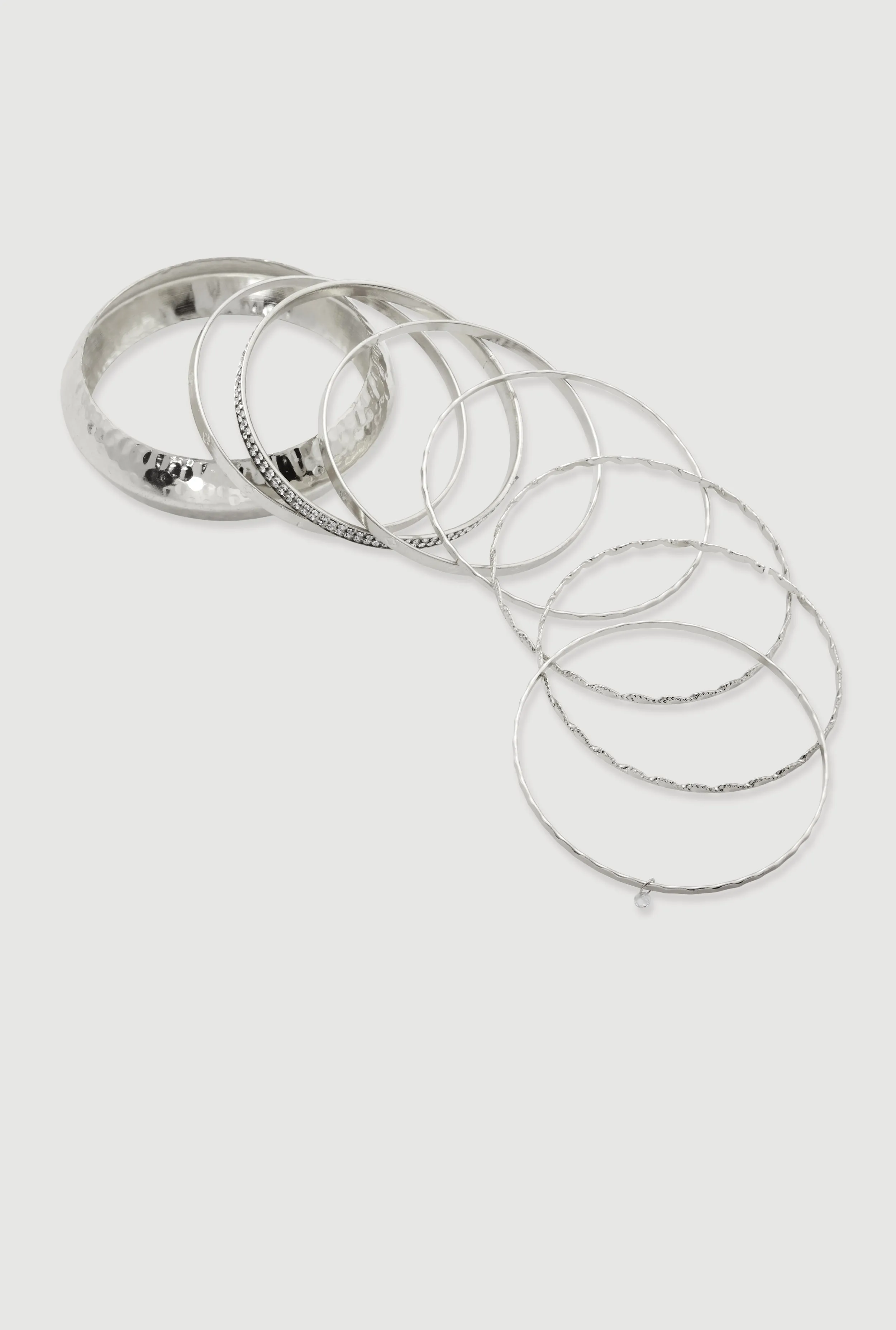 Plus Size Assorted Metallic Hammered Detail Bangles Set of 8 sold by Rainbow product image thumbnail 3