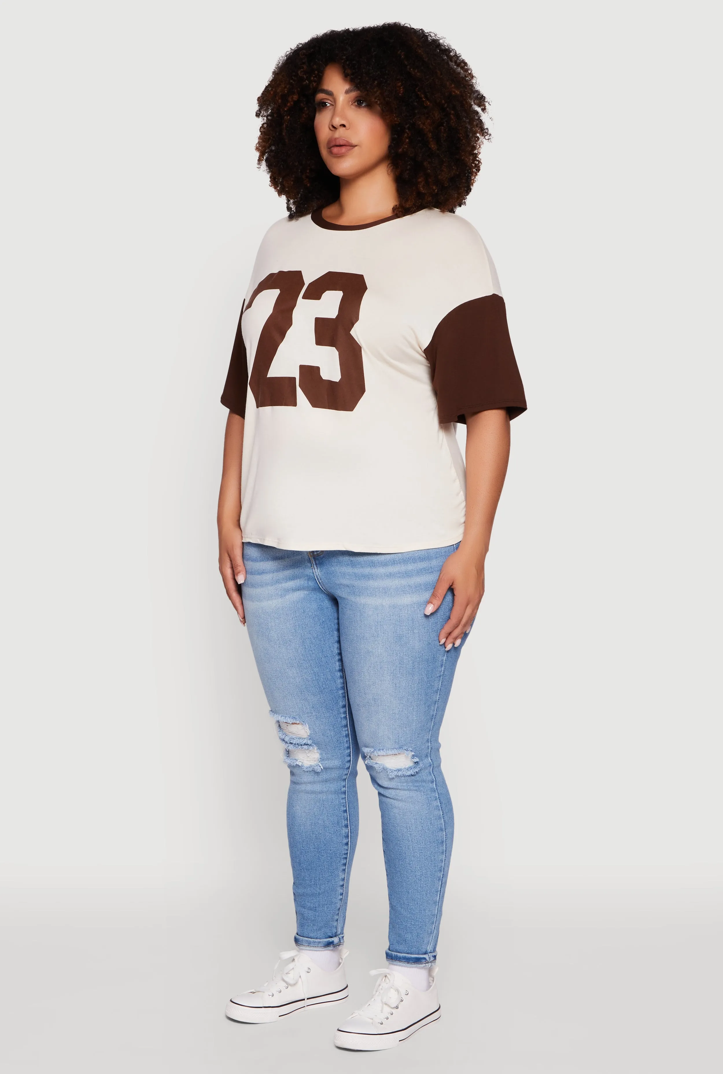 Plus Size 23 Color Blocked Short Sleeve Graphic Tee sold by Rainbow product image thumbnail 5