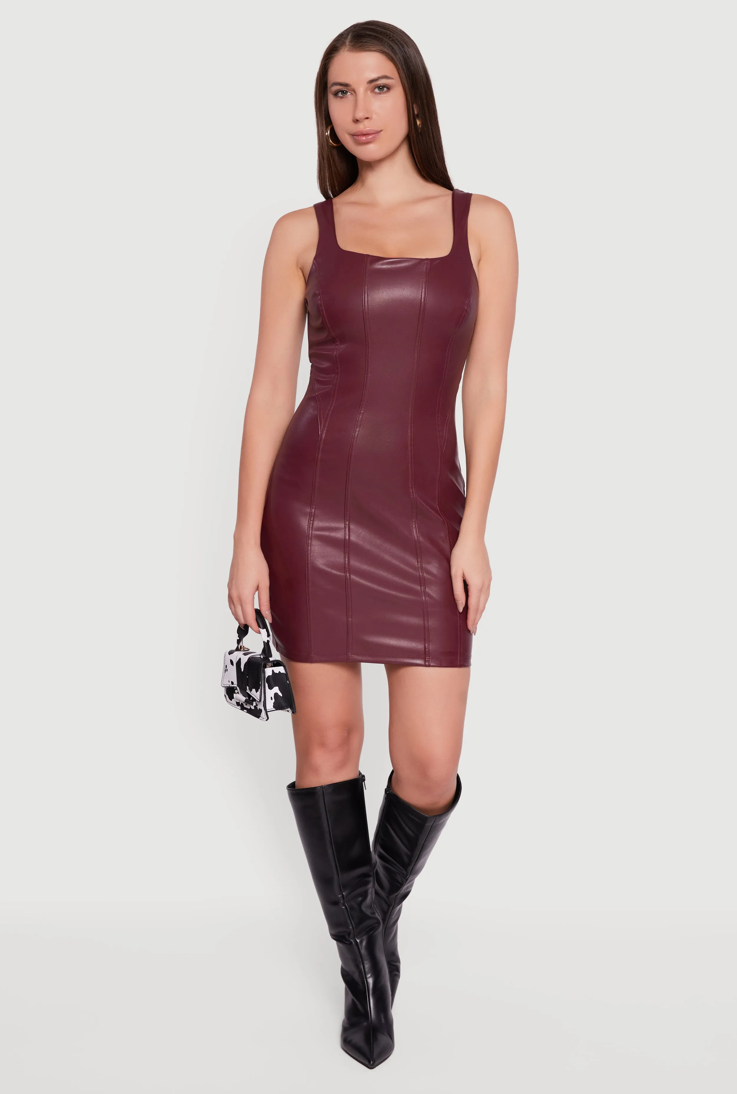 Faux Leather Square Neck Corset Tank Dress sold by Rainbow