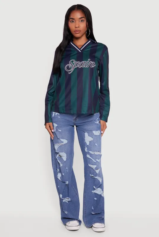 Jersey Mesh Striped Destination Graphic Polo Shirt sold by Rainbow