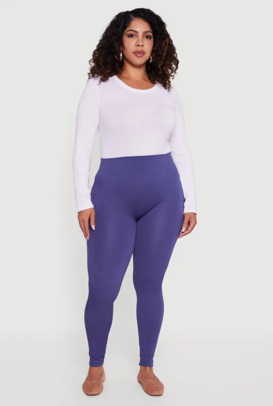 Plus Size Seamless High Waisted Fleece Lined Leggings sold by Rainbow