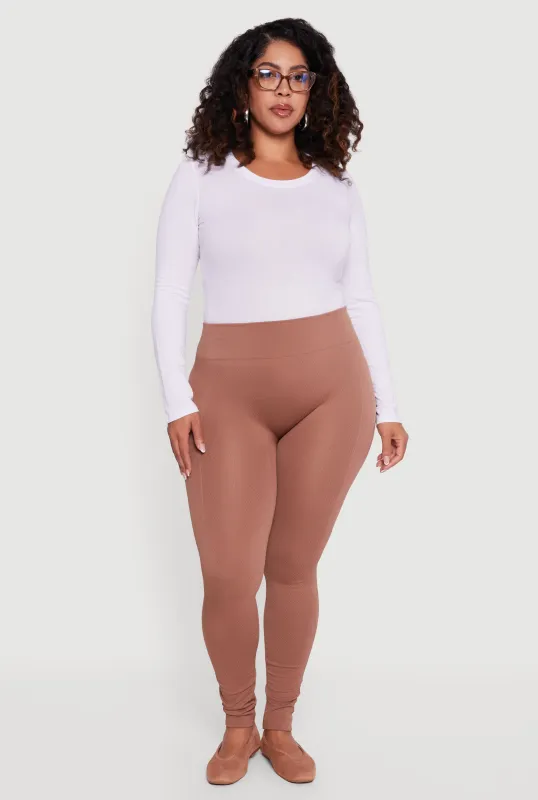 Plus Size Seamless High Waisted Fleece Lined Leggings sold by Rainbow
