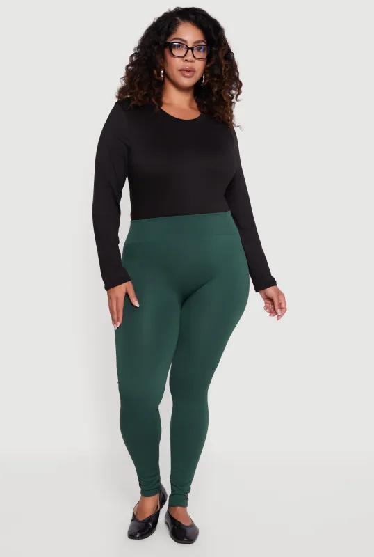 Plus Size Seamless High Waisted Fleece Lined Leggings sold by Rainbow