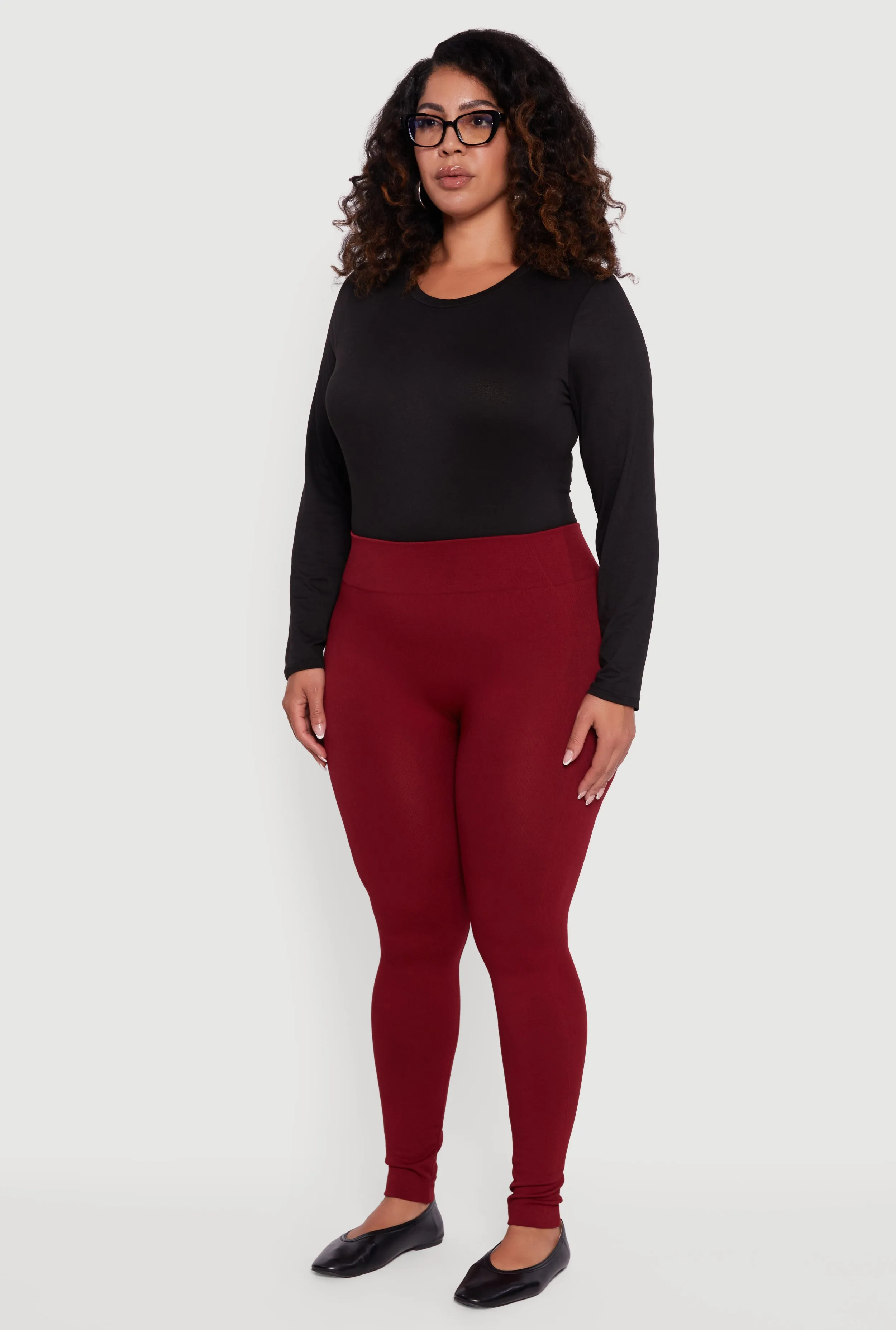 Plus Size Seamless High Waisted Fleece Lined Leggings sold by Rainbow product image thumbnail 3