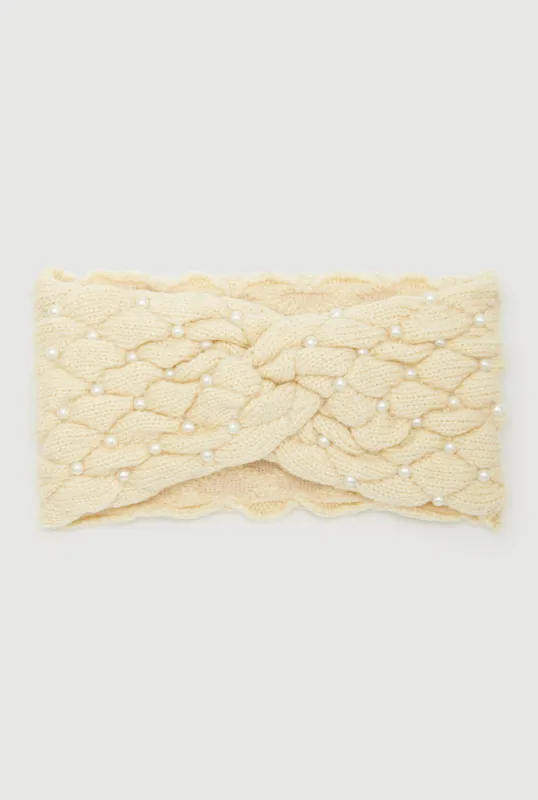 Faux Pearl Twist Front Head Wrap sold by Rainbow