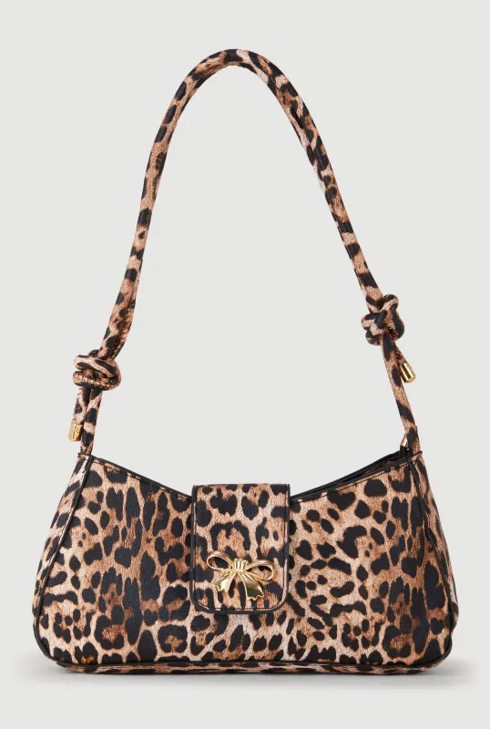 Leopard Faux Leather Knot Strap Baguette Shoulder Bag sold by Rainbow